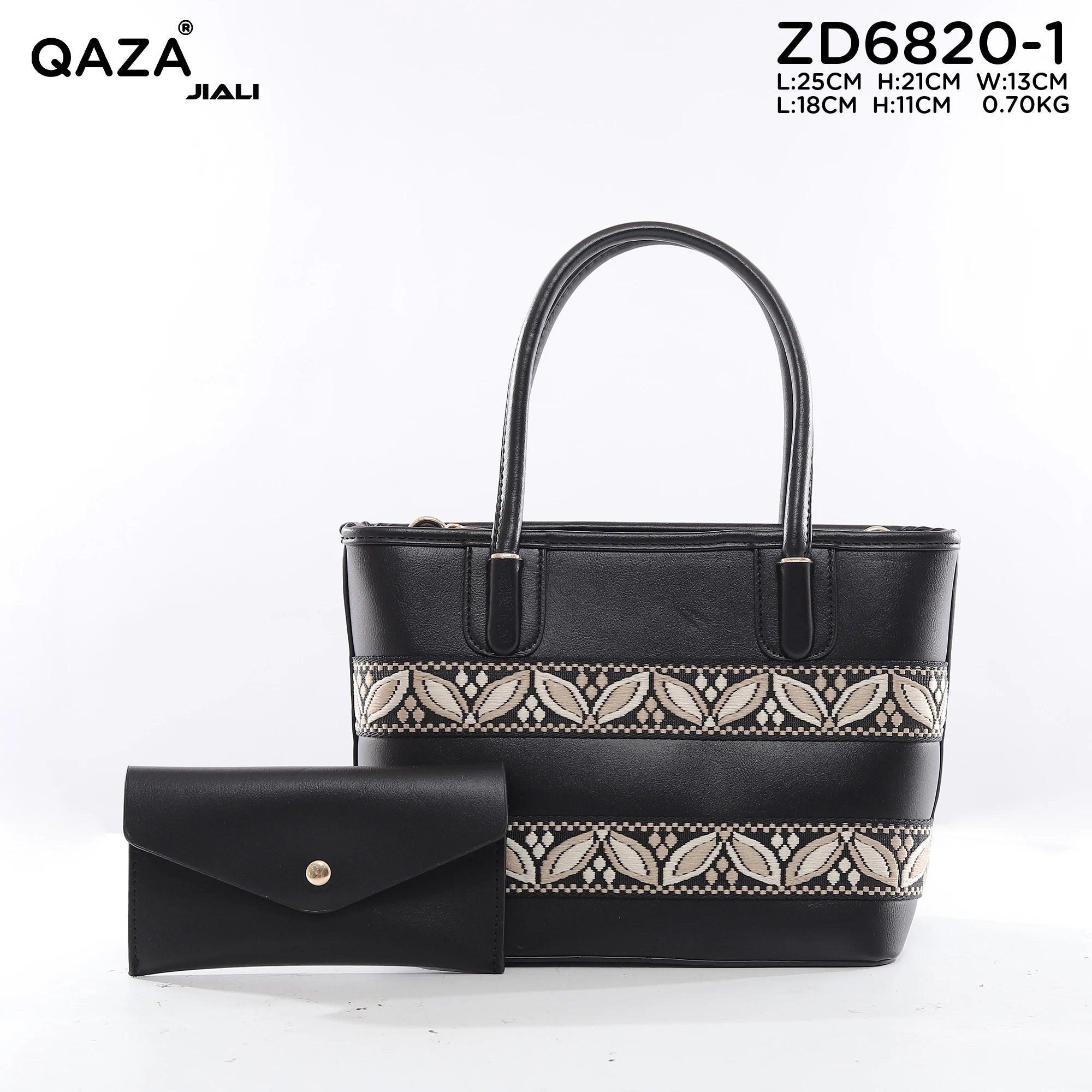 QAZA Women PU Leather Waterproof Large Capacity Zipper Tote Handbag
