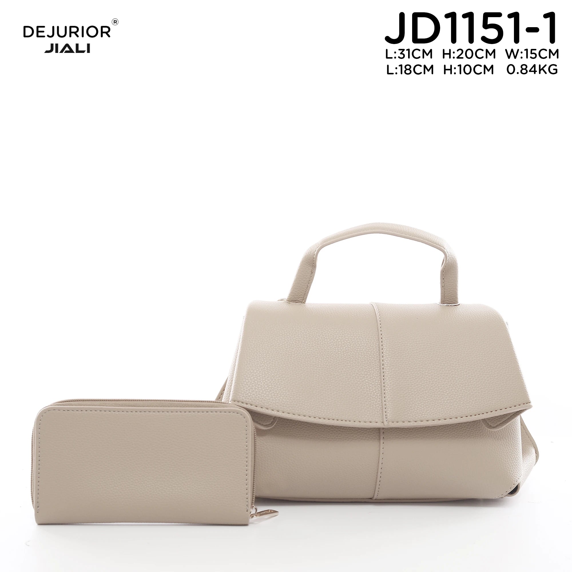 QAZA JD1151-1 Women PU Leather Color Block Tote Shoulder Bag Set