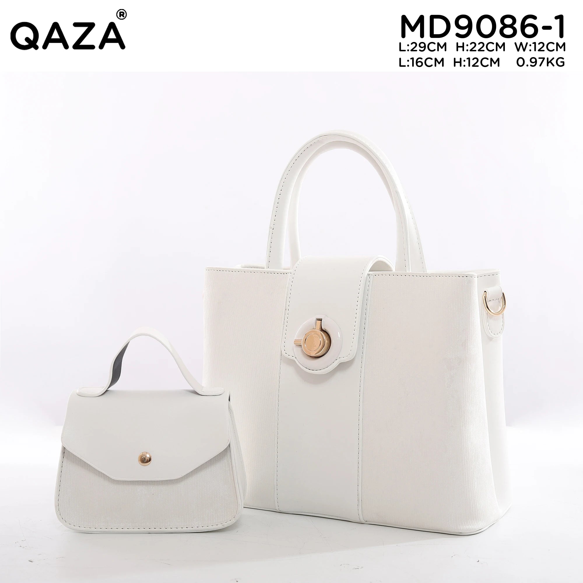 QAZA MD9086-1 Women PU Leather Striped Casual Tote Bag