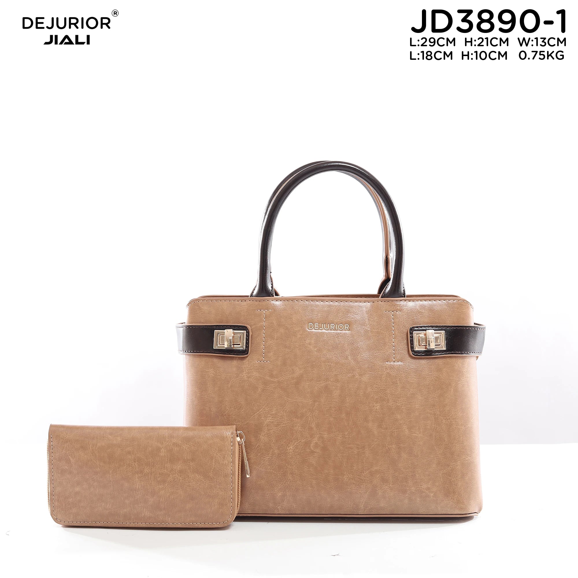 DEJURIOR JD3890-1 女士PU皮革锁扣单肩包 防水医生包 复古花纹
