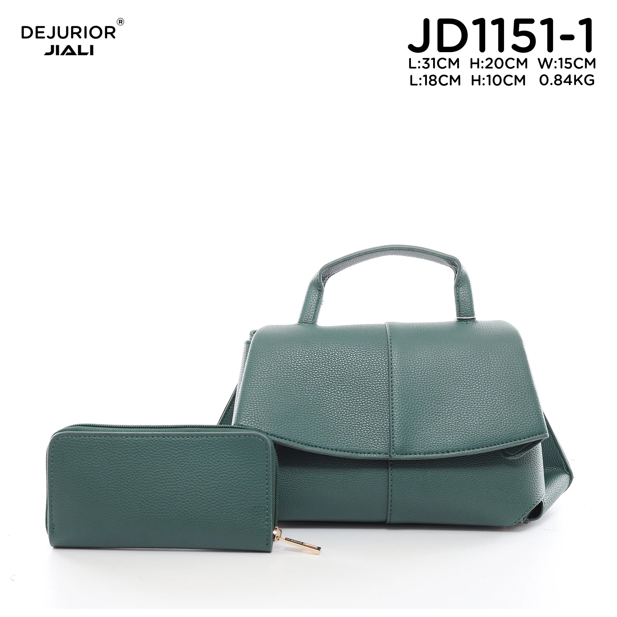 QAZA JD1151-1 Women PU Leather Color Block Tote Shoulder Bag Set
