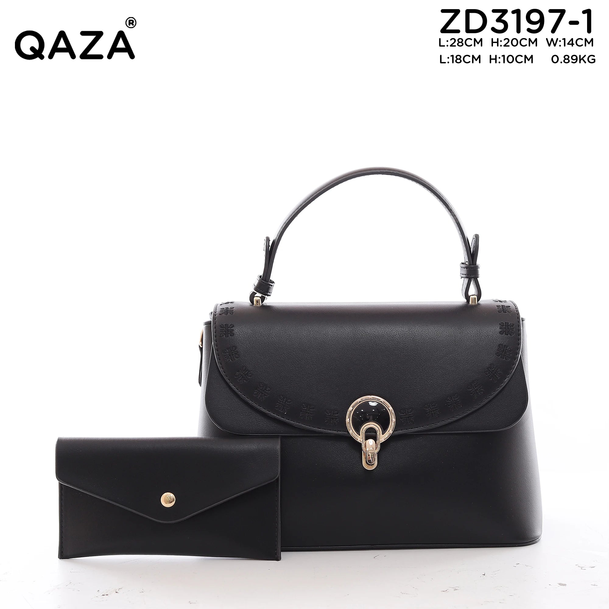 QAZA ZD3197-1 Women PU Leather Embroidery Tote Bag Set