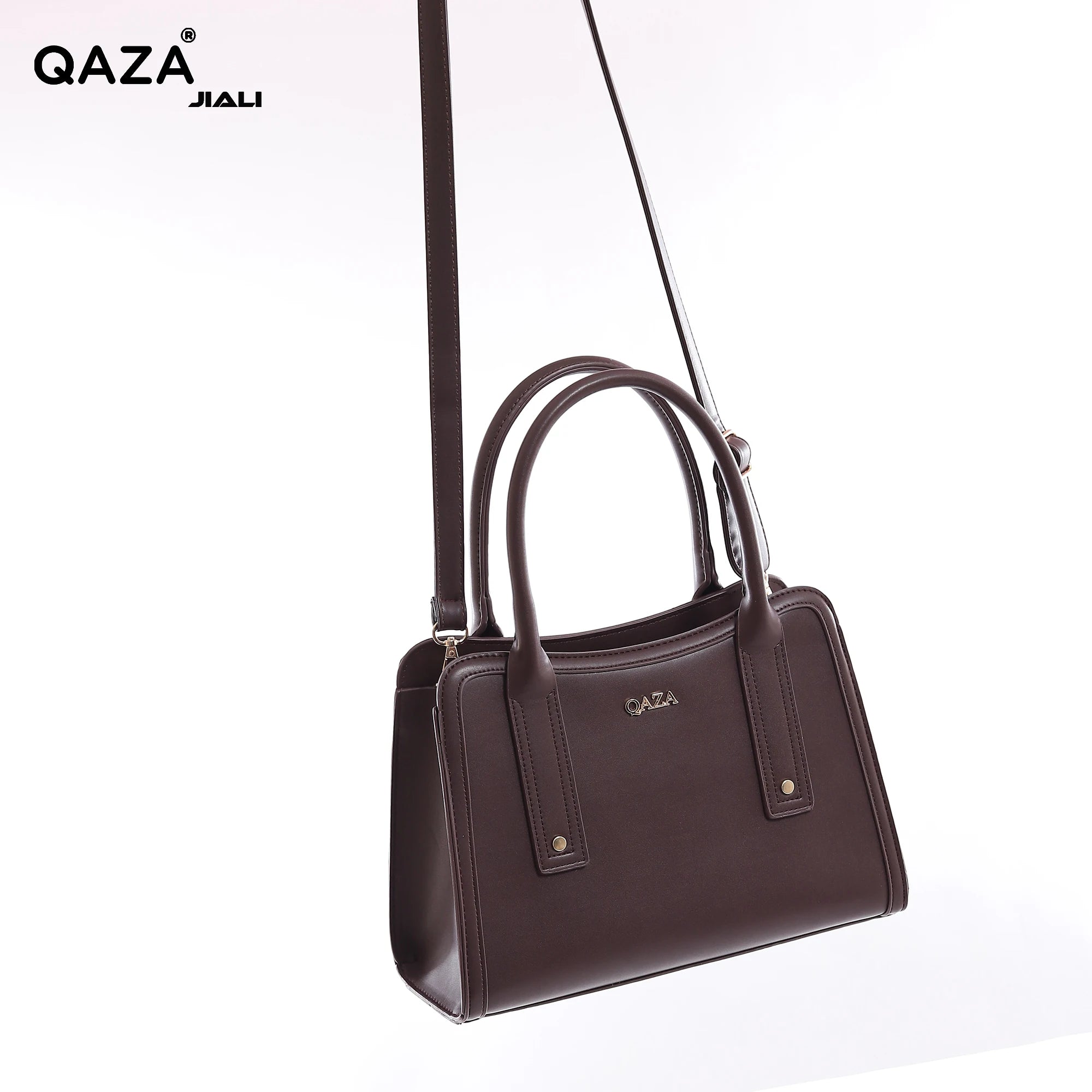 QAZA Women PU Leather Large Capacity Multi-Compartment Shoulder Handbag