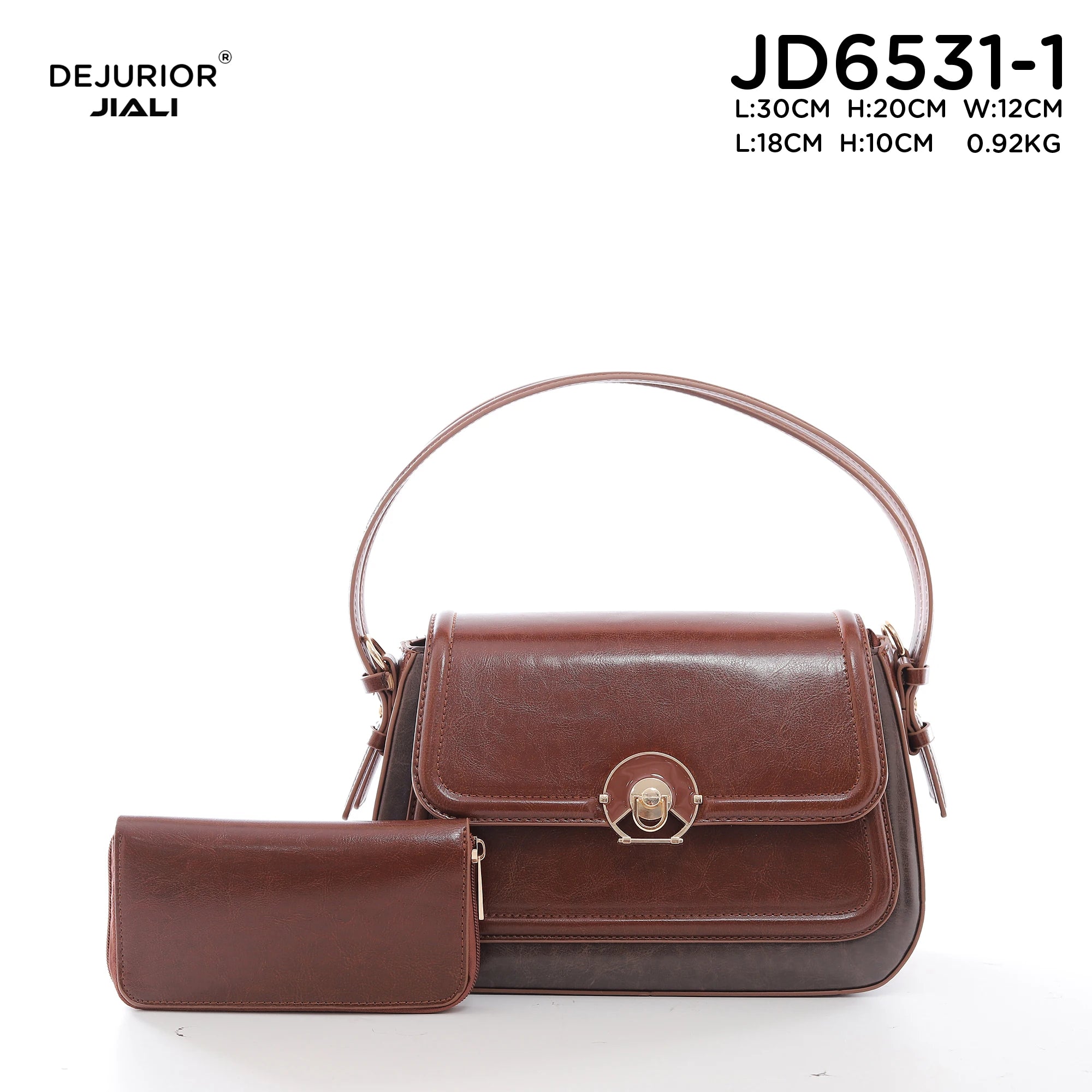 QAZA JD6531-1 Women PU Leather Vintage Tote Shoulder Bag