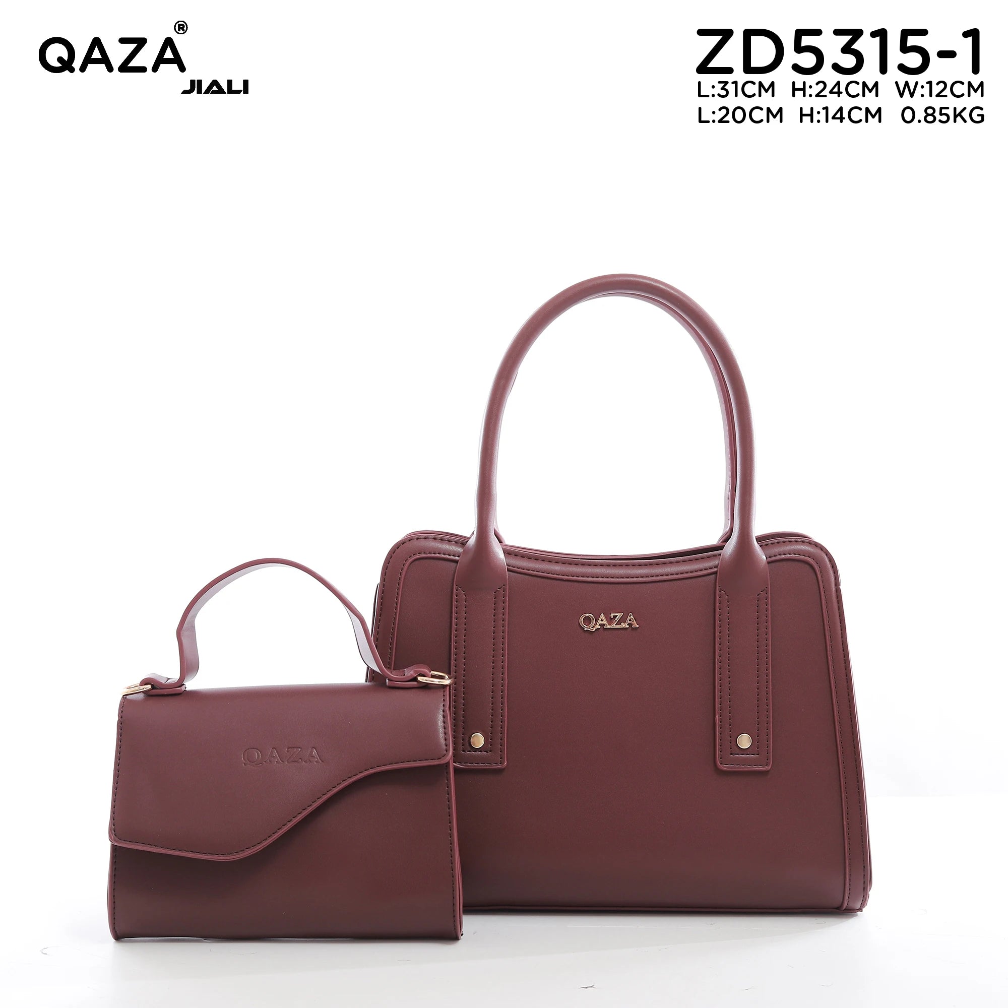 QAZA Women PU Leather Large Capacity Multi-Compartment Shoulder Handbag