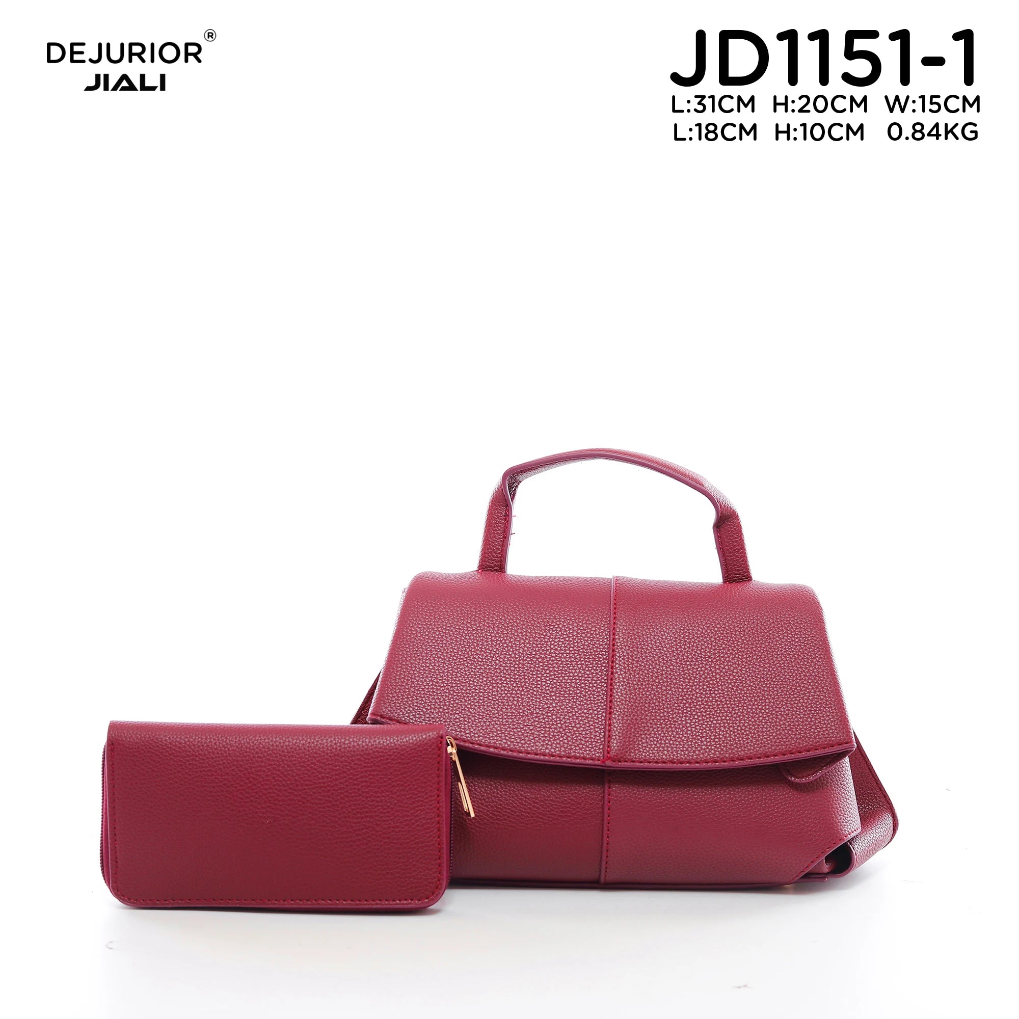 DEJURIOR JD1151-1 女士PU鹅卵石纹翻盖手提包 日常单肩斜挎包