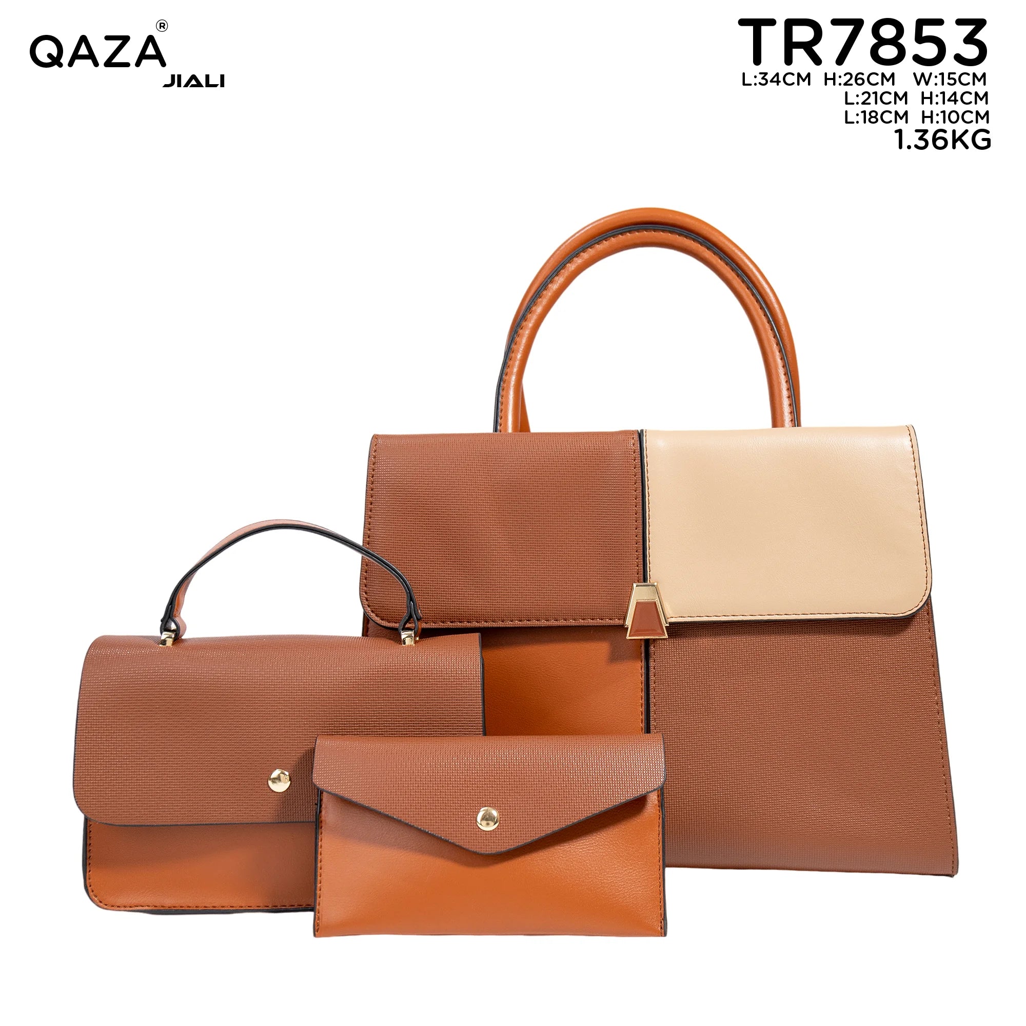 QAZA TR7853 Women PU Leather Crocodile Pattern Tote Bag Set