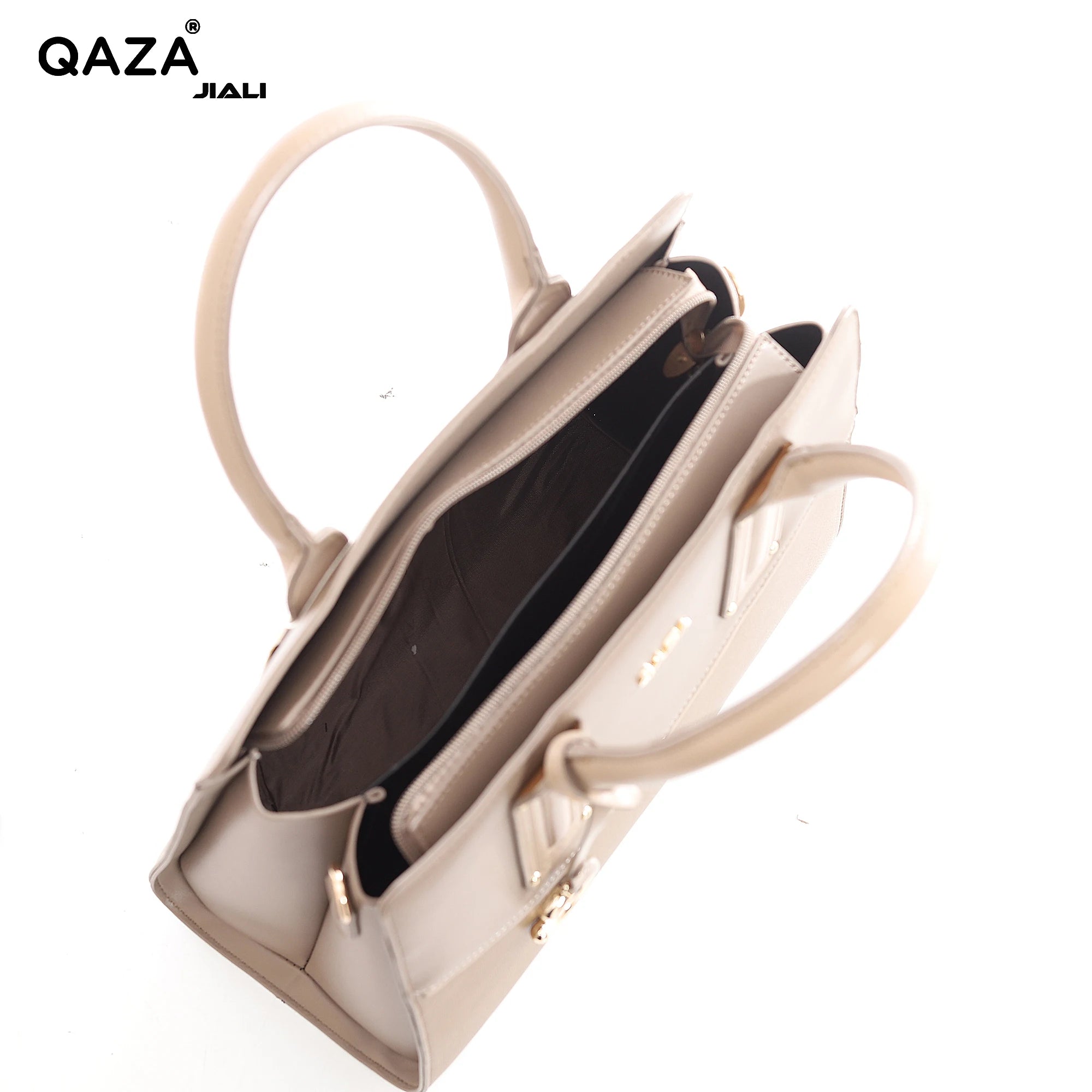 QAZA Women PU Leather 3-in-1 Color Block Tote Crossbody Purse Set