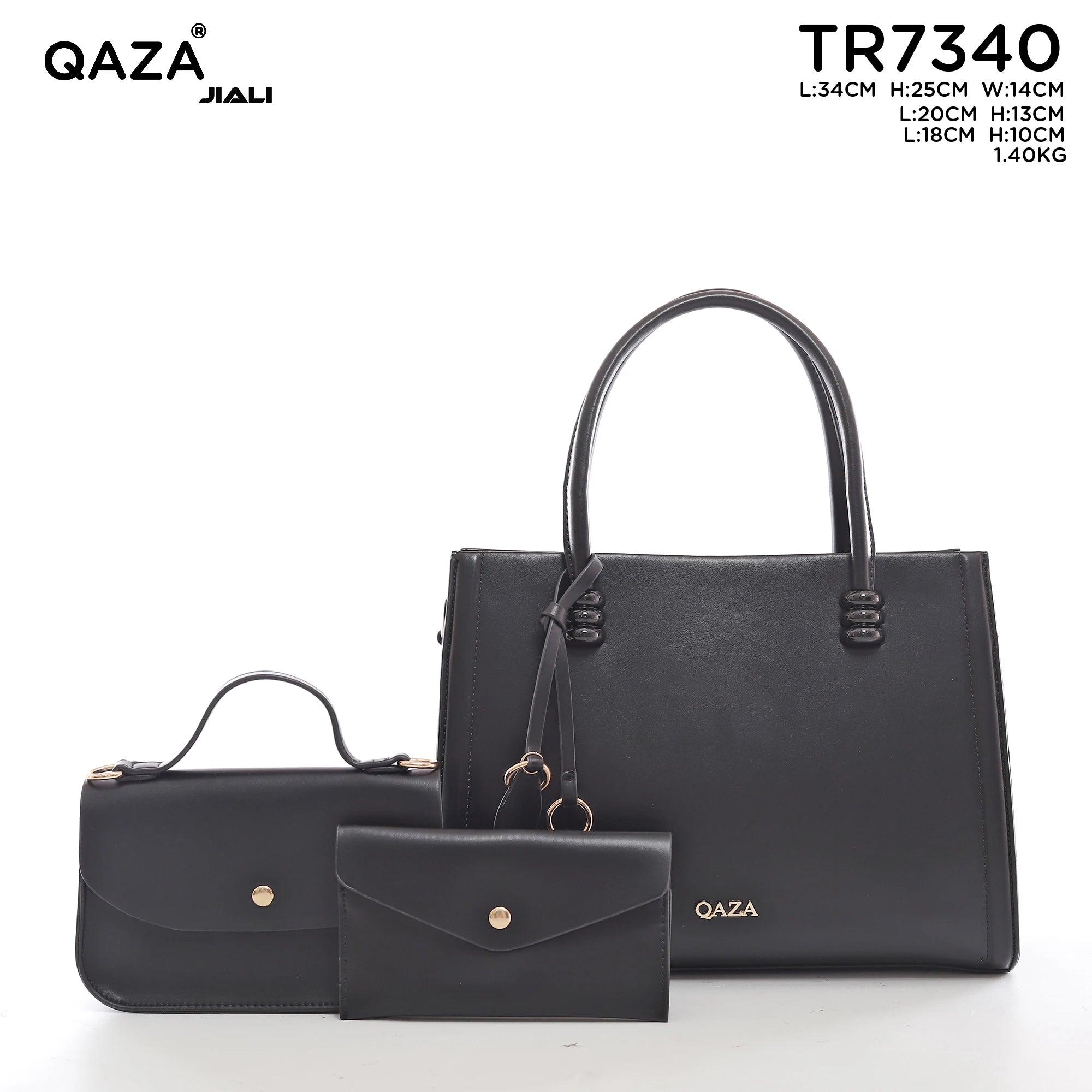QAZA Women PU Leather 3-in-1 Tote Handbag Set