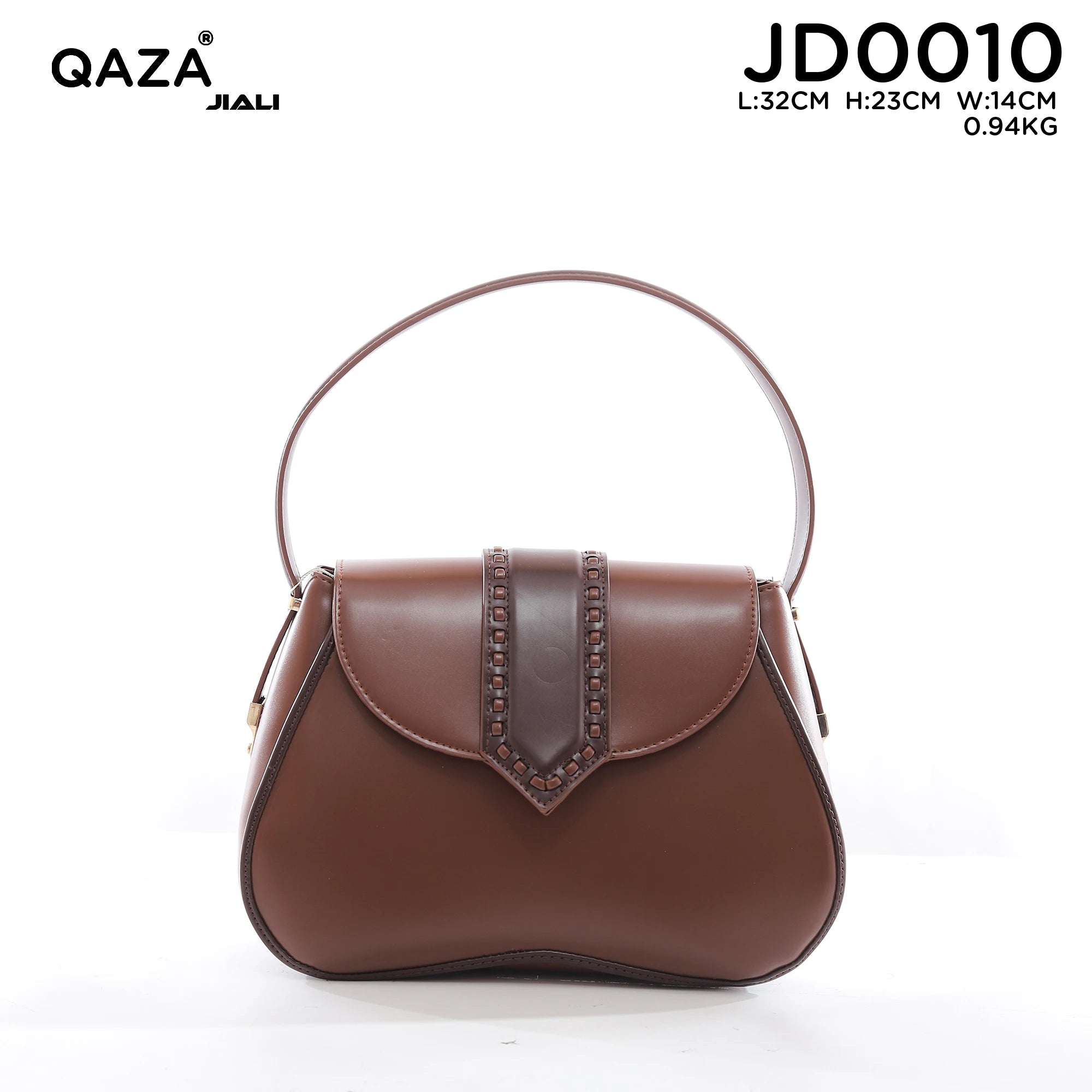QAZA Women PU Leather Retro Rivet Flap Underarm Shoulder Handbag