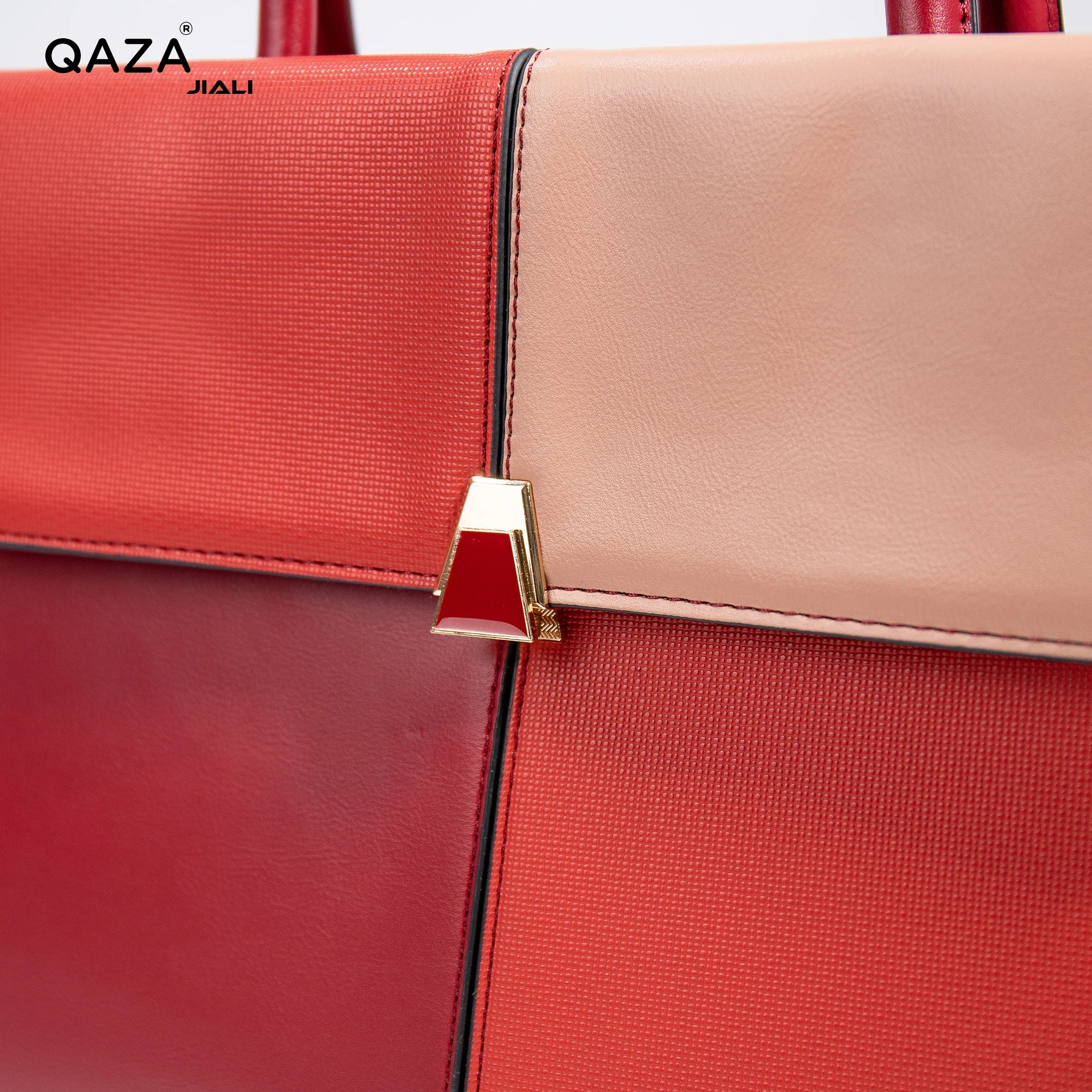 QAZA TR7853 Women PU Leather Crocodile Pattern Tote Bag Set