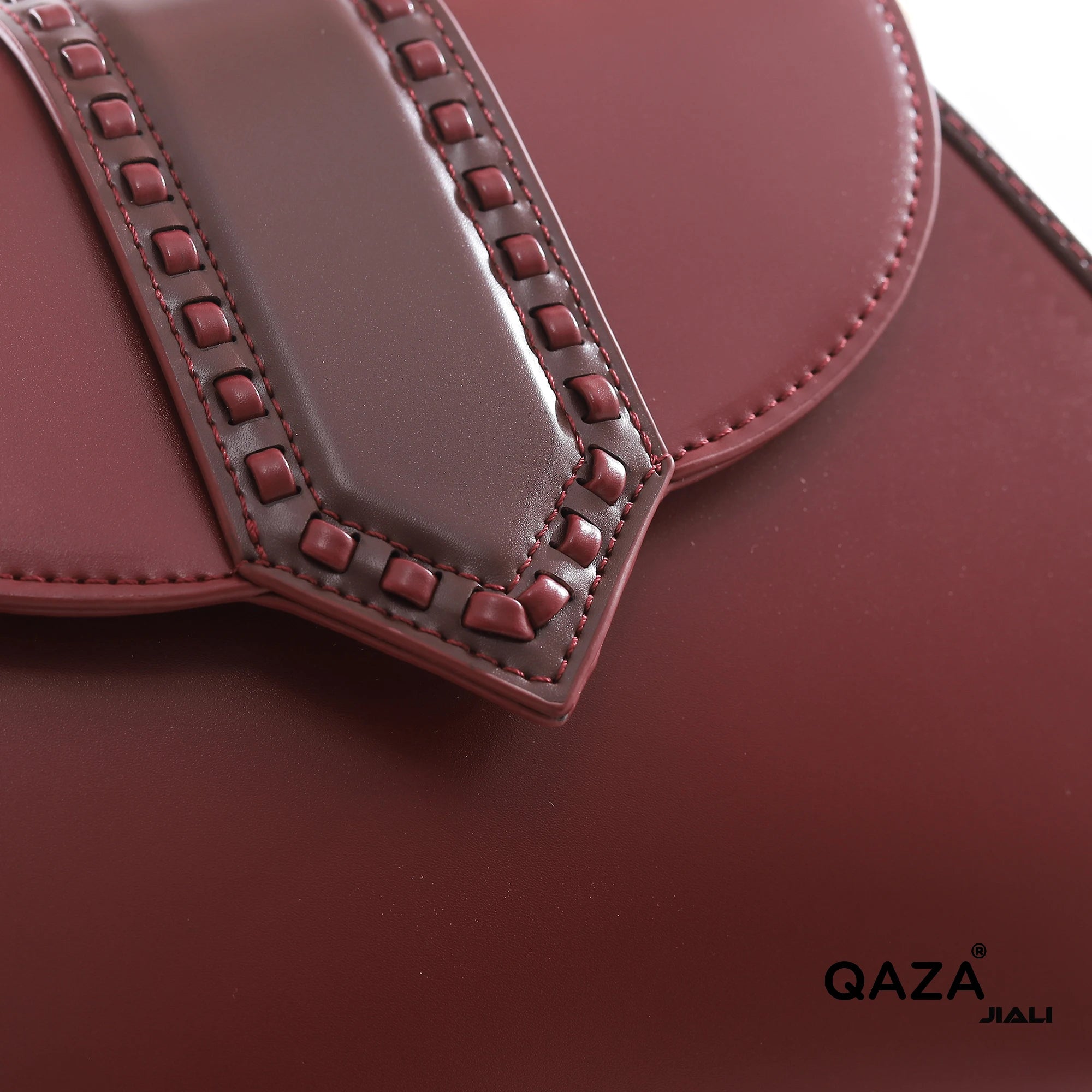 QAZA Women PU Leather Retro Rivet Flap Underarm Shoulder Handbag