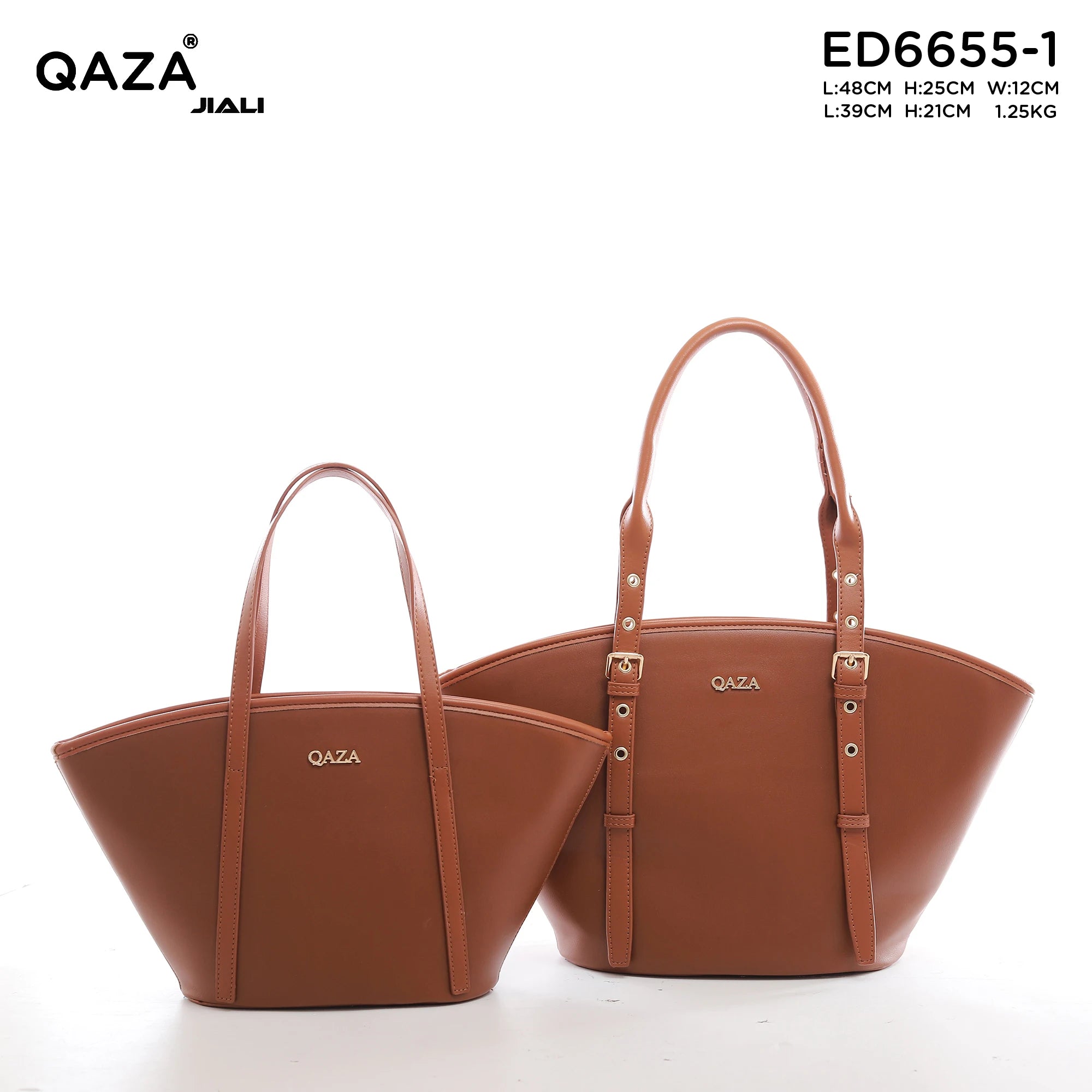QAZA ED6655-1 Women PU Leather 2-in-1 Embroidery Tote Shoulder Handbag