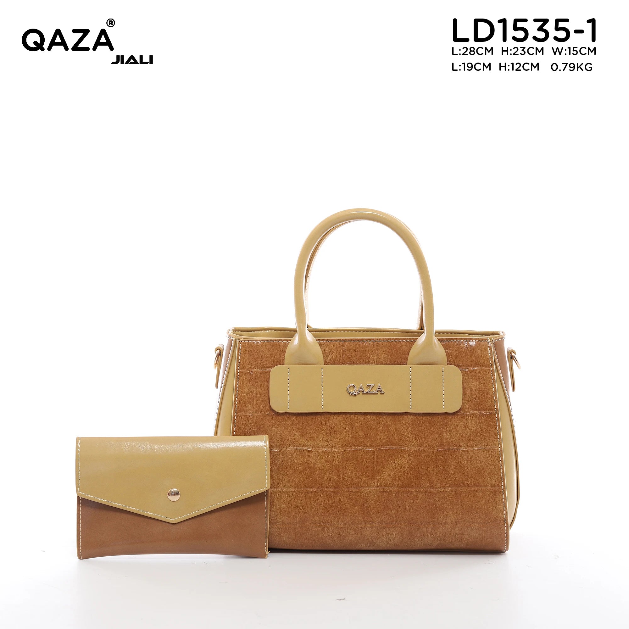 QAZA LD1535-1 Women PU Leather Crocodile Embossed Tote Bag Set
