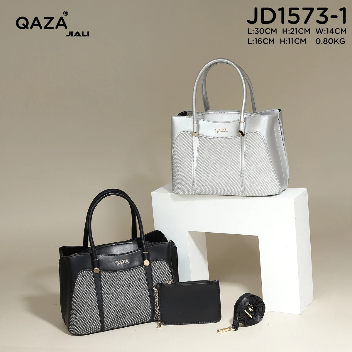 QAZA Women PU Leather Waterproof Large Capacity Flap Tote Shoulder Handbag