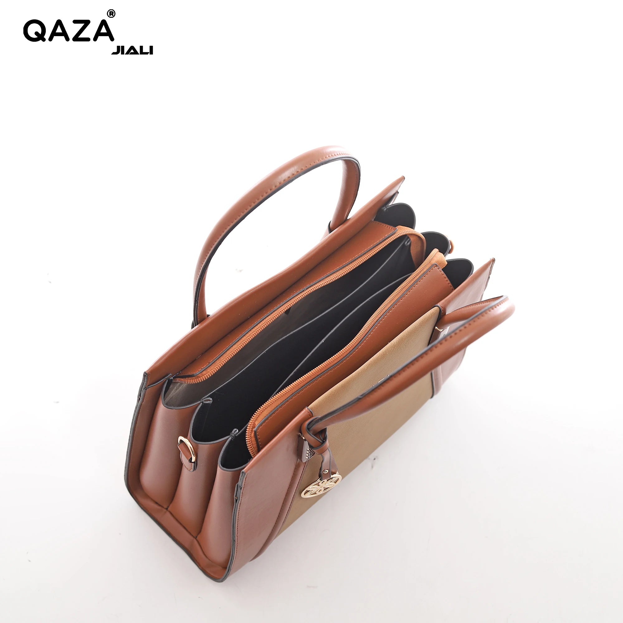 QAZA Women PU Leather Multi-Color Tote Crossbody Purse Wallet Set