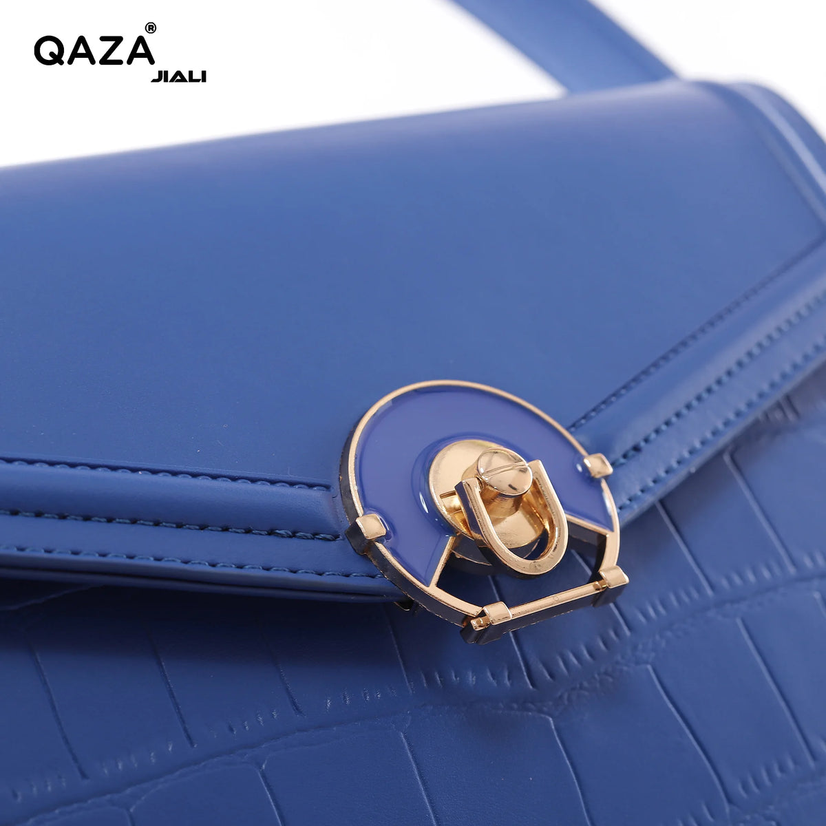 QAZA Women PU Leather Retro Crocodile Shoulder Handbag