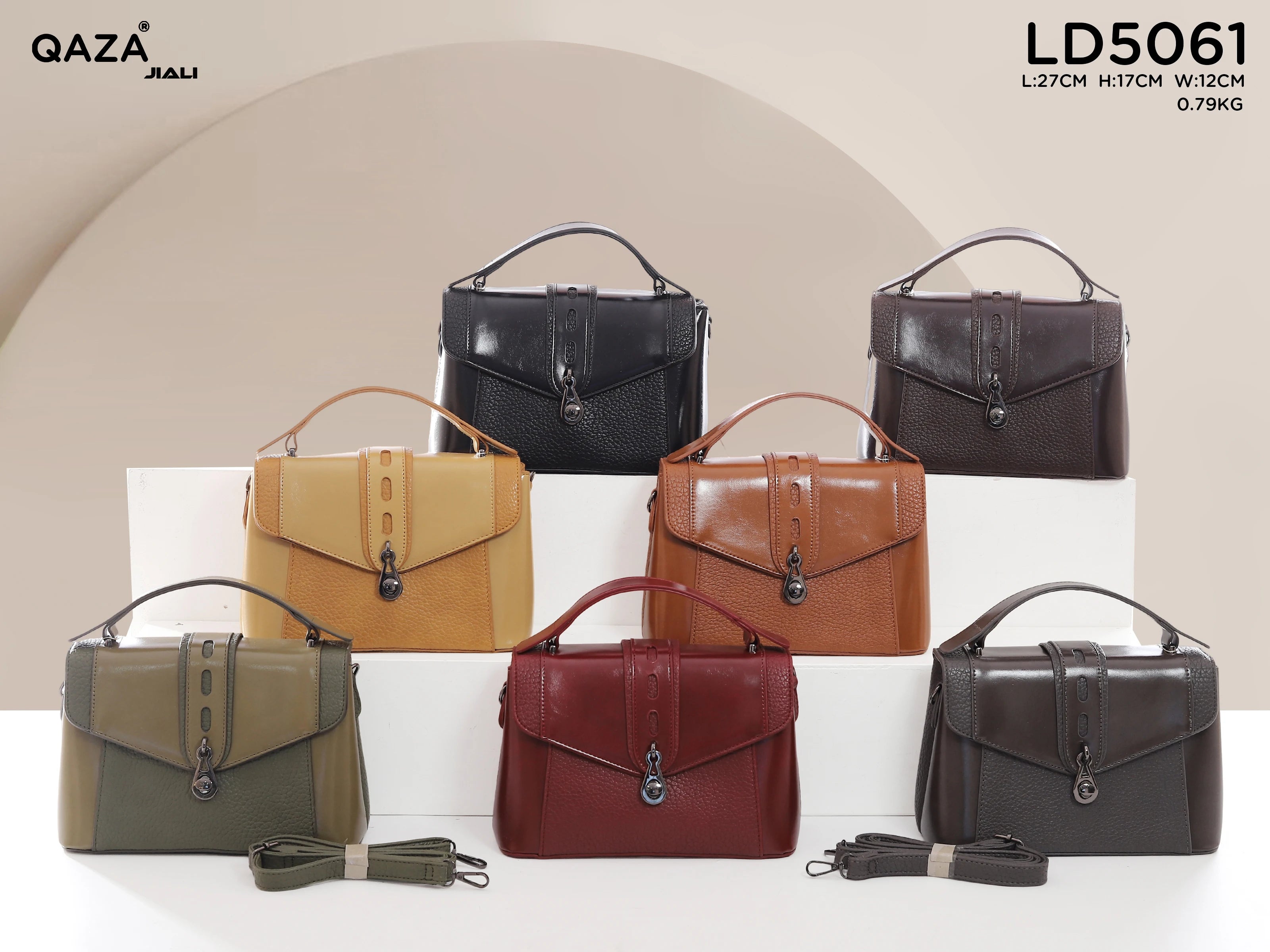 QAZA LD5061 Women PU Leather Alligator Pattern Tote Bag Set