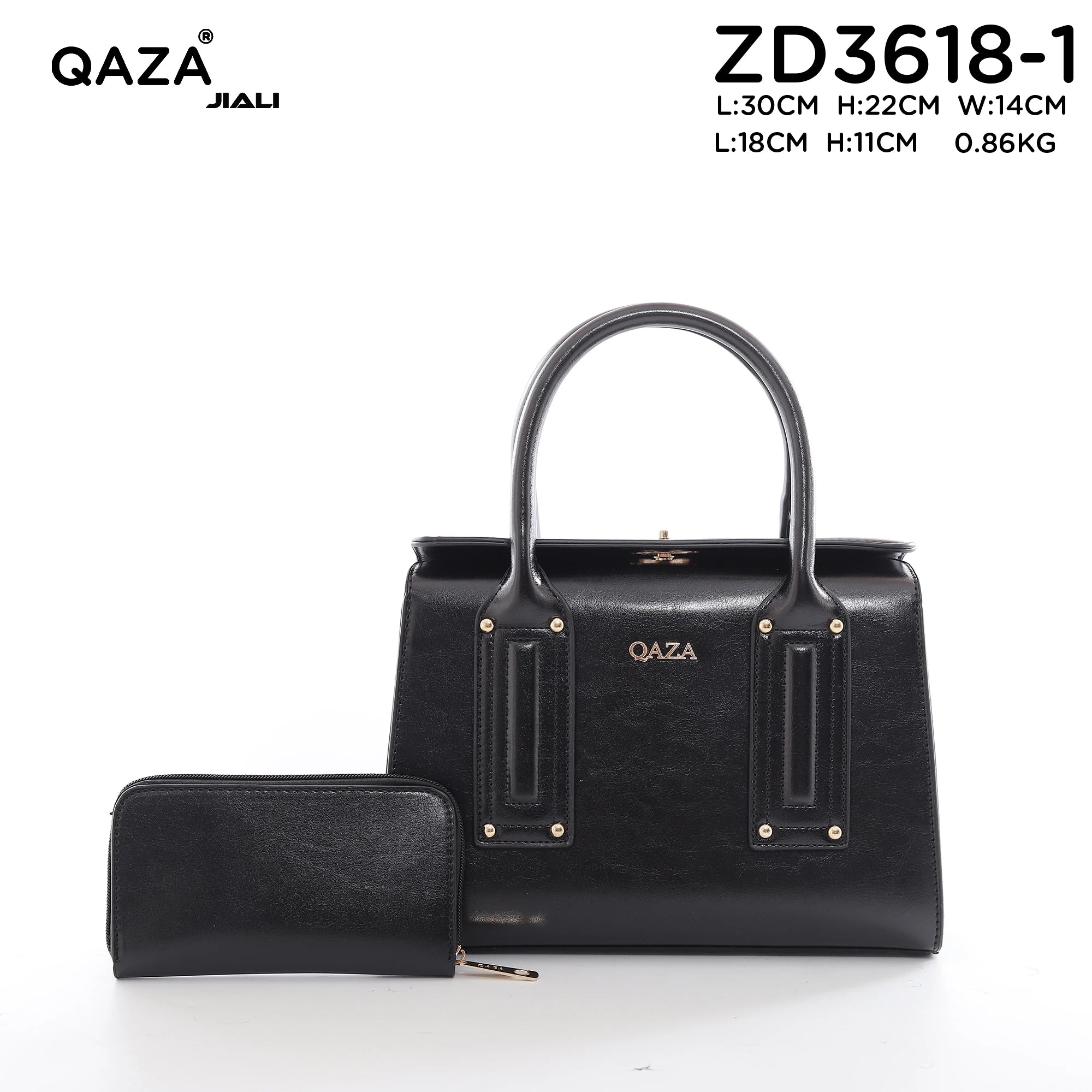 QAZA ZD3618-1 Women PU Leather Saffiano Tote Bag Set With Wallet