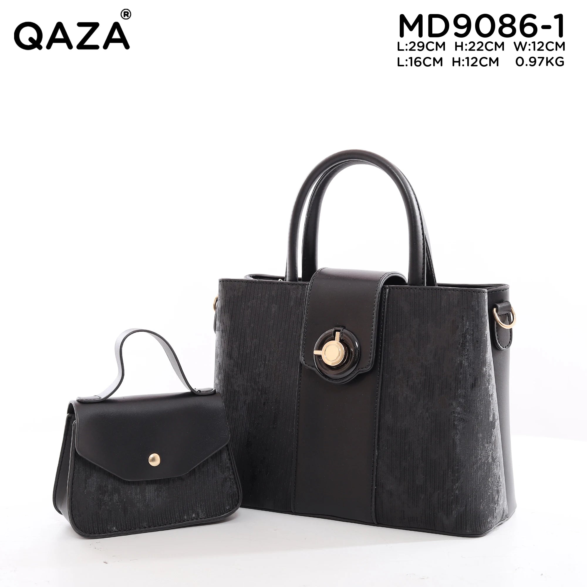QAZA MD9086-1 Women PU Leather Striped Casual Tote Bag