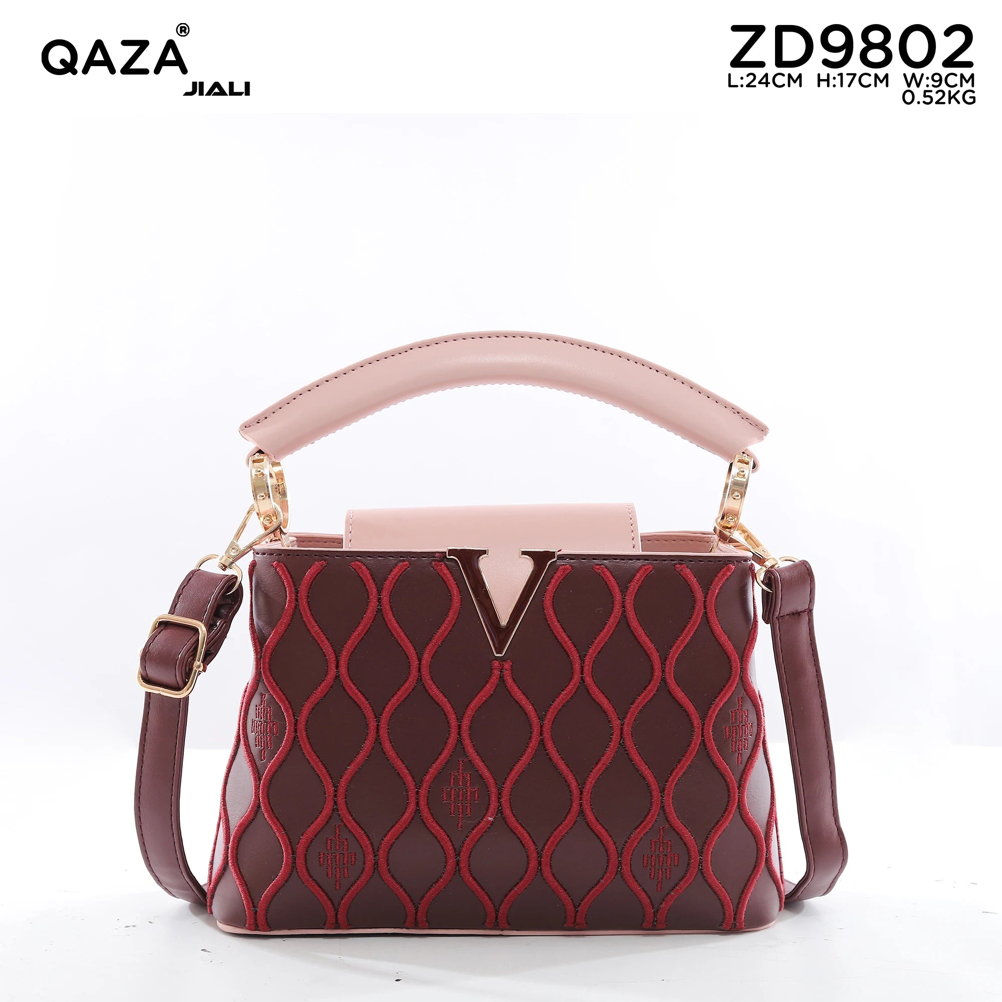 Women PU Leather V Buckle Small Square Crossbody Handbag