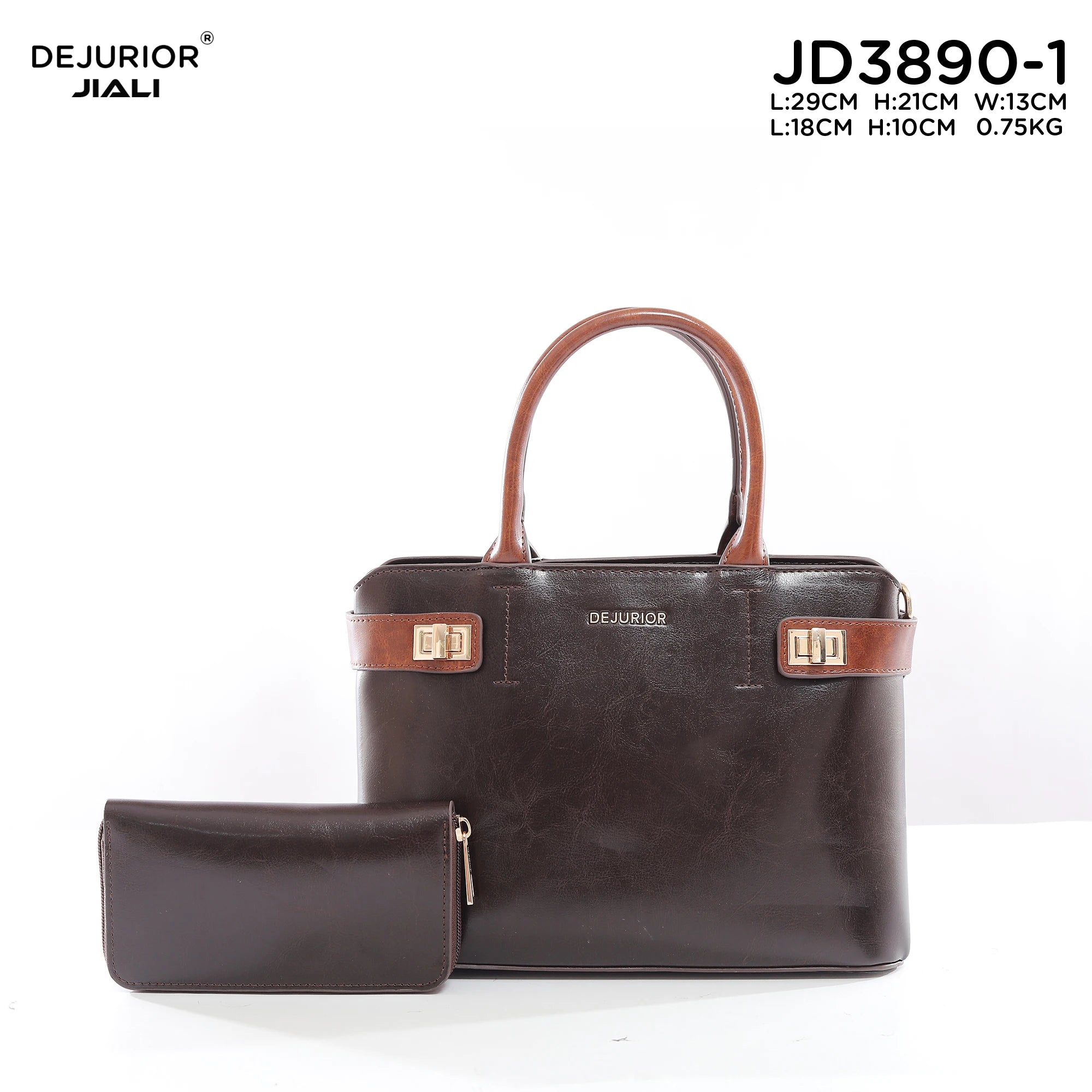 DEJURIOR JD3890-1 女士PU皮革锁扣单肩包 防水医生包 复古花纹
