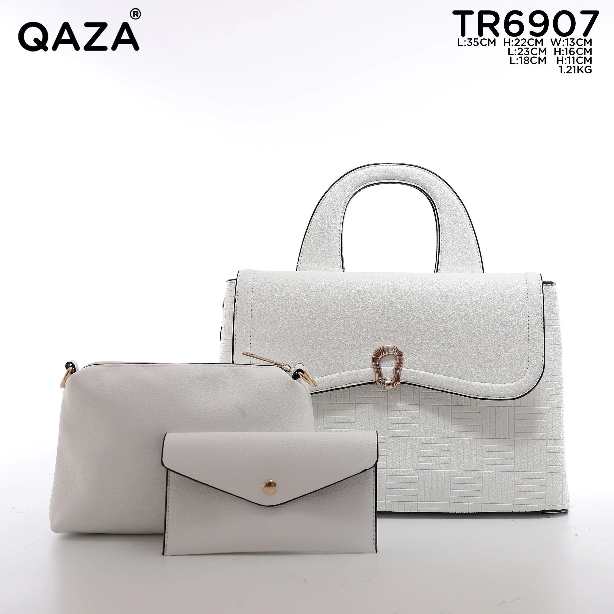QAZA TR6907 Women PU Leather Crocodile Pattern Tote Bag Set