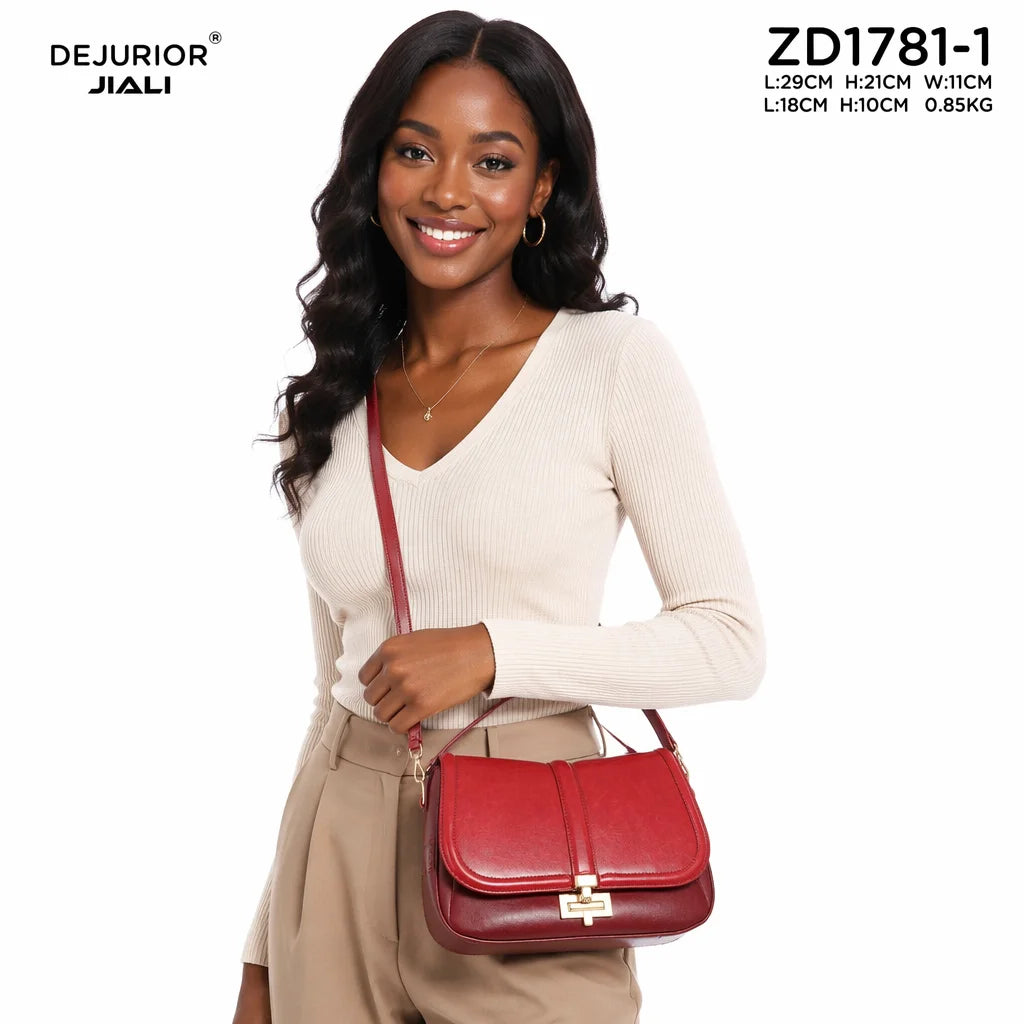 QAZA ZD1781-1 Women PU Leather Vintage 2-in-1 Shoulder Crossbody Bag