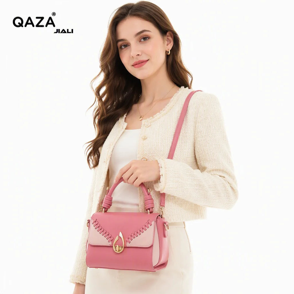 QAZA Women PU Leather Vintage Flap Shoulder Handbag