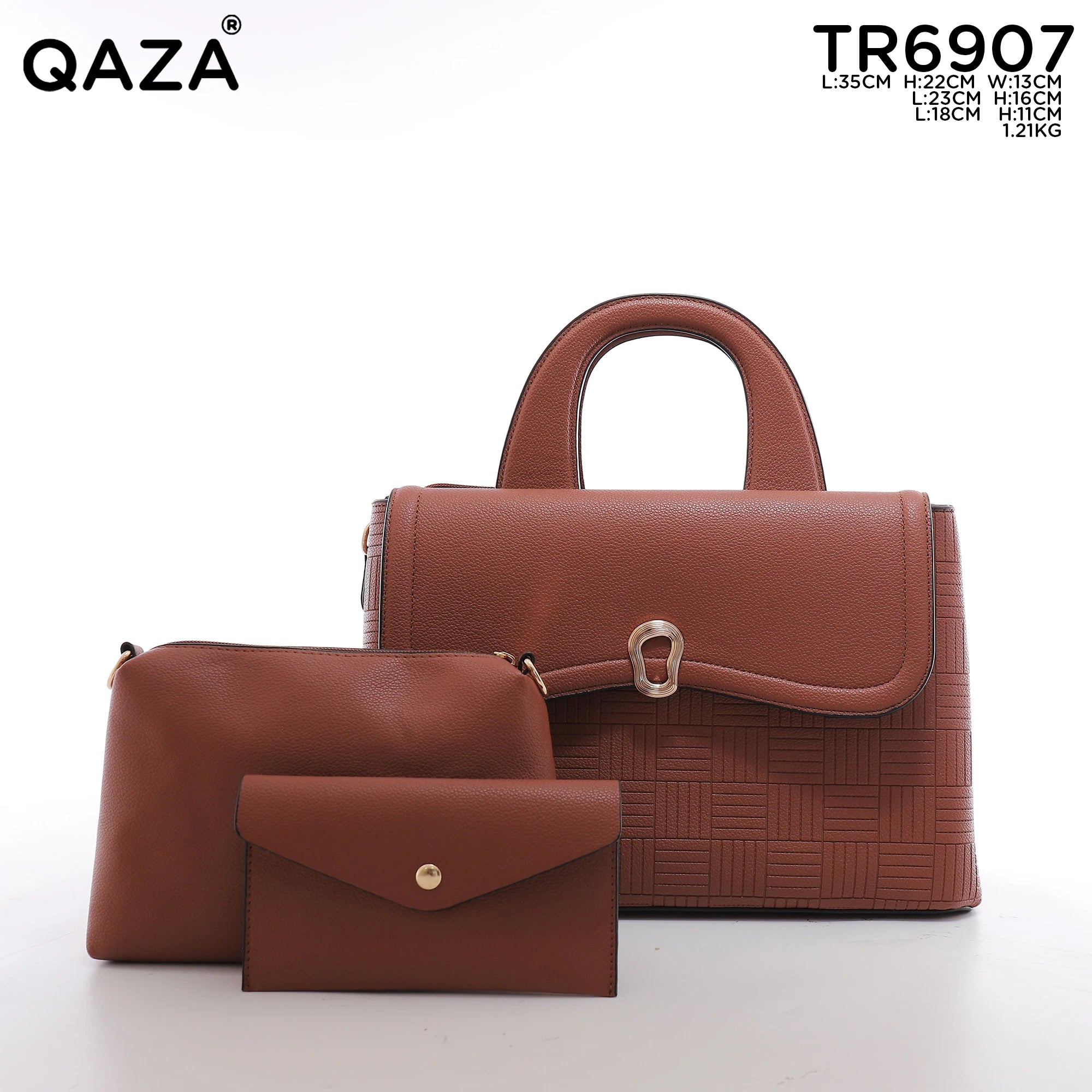 QAZA TR6907 Women PU Leather Crocodile Pattern Tote Bag Set