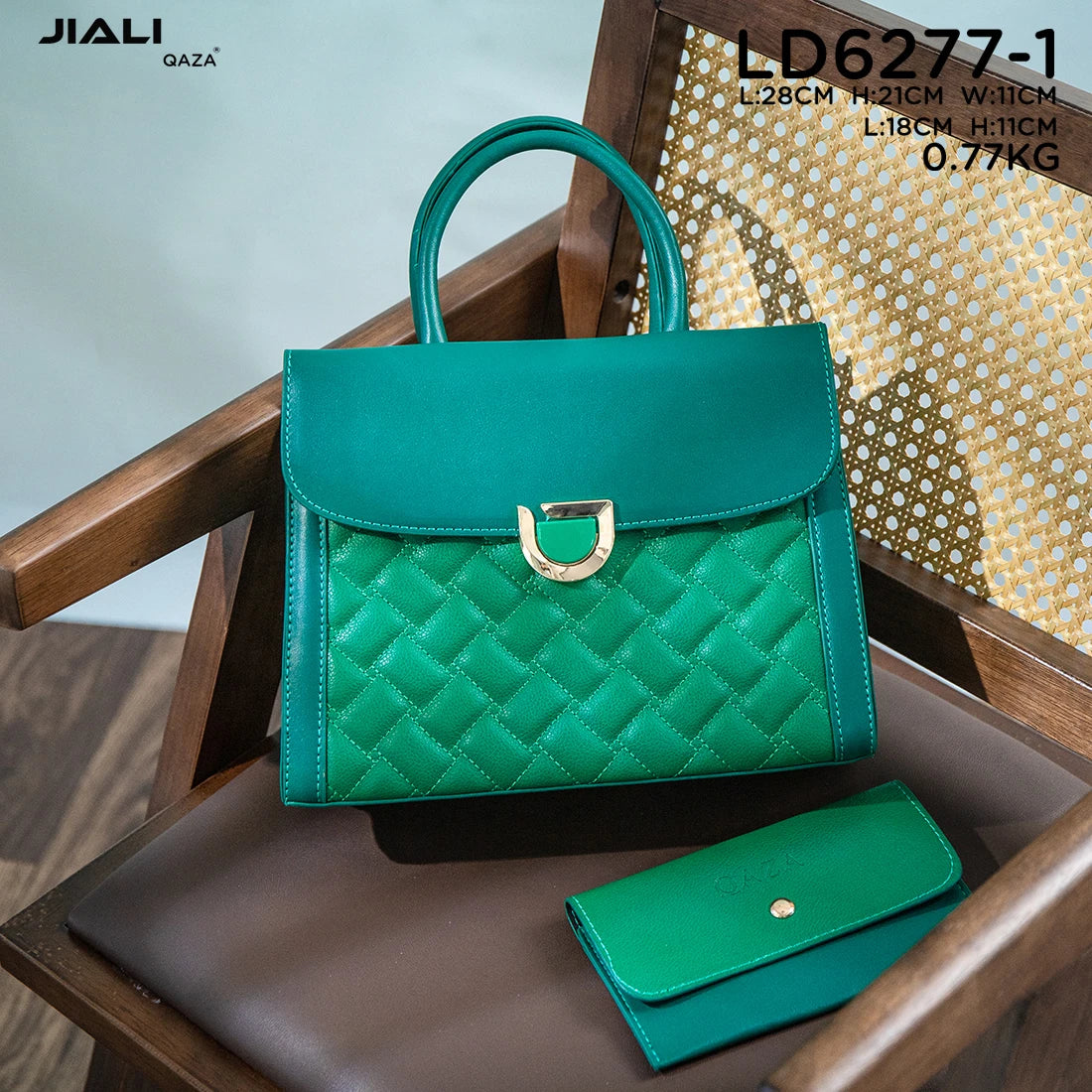 QAZA LD6277-1 Women PU Leather Geometric Crossbody Shoulder Handbag