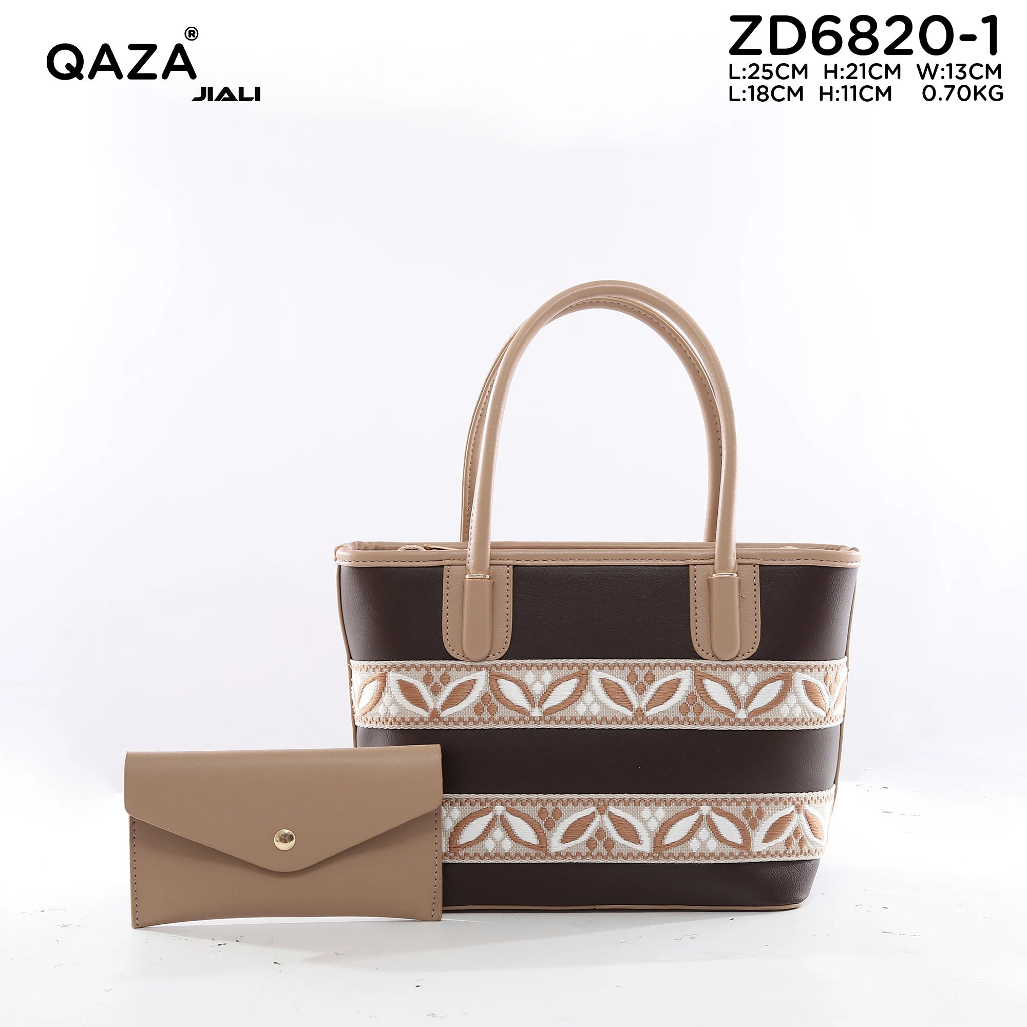 QAZA Women PU Leather Waterproof Large Capacity Zipper Tote Handbag