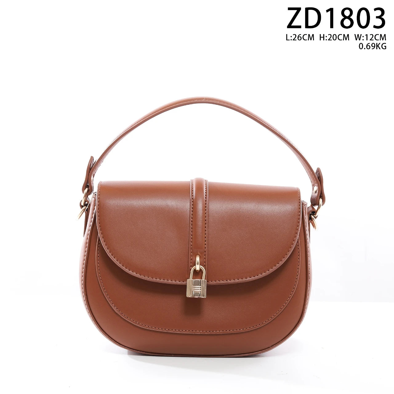 QAZA ZD1803 女士PU皮革锁扣单肩包