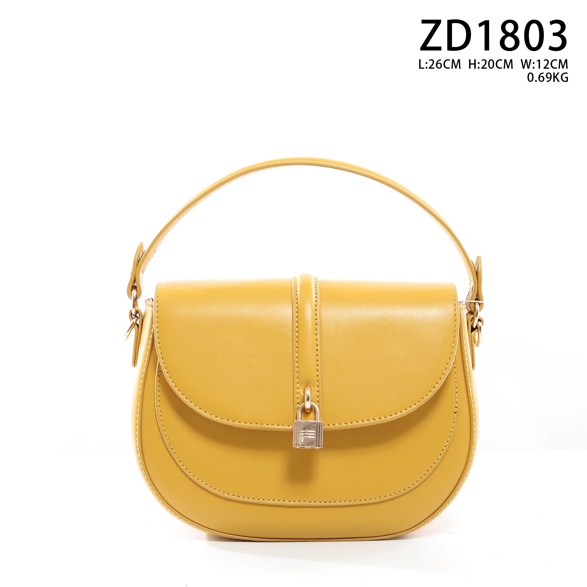 QAZA ZD1803 女士PU皮革锁扣单肩包