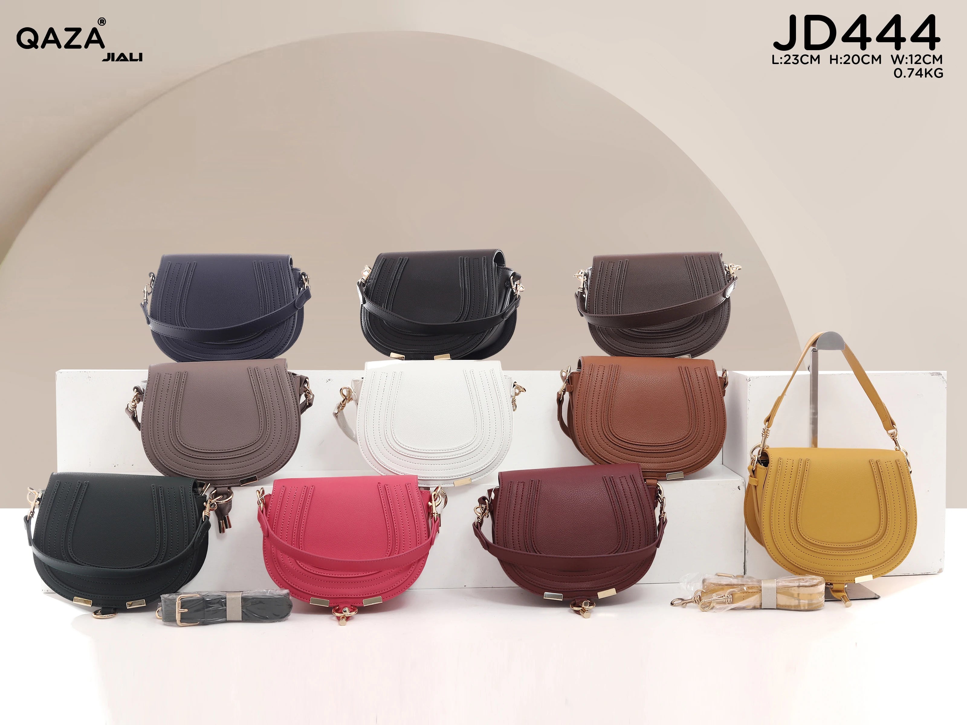 QAZA JD444 Women PU Leather Horseshoe Stitching Saddle Crossbody Bag