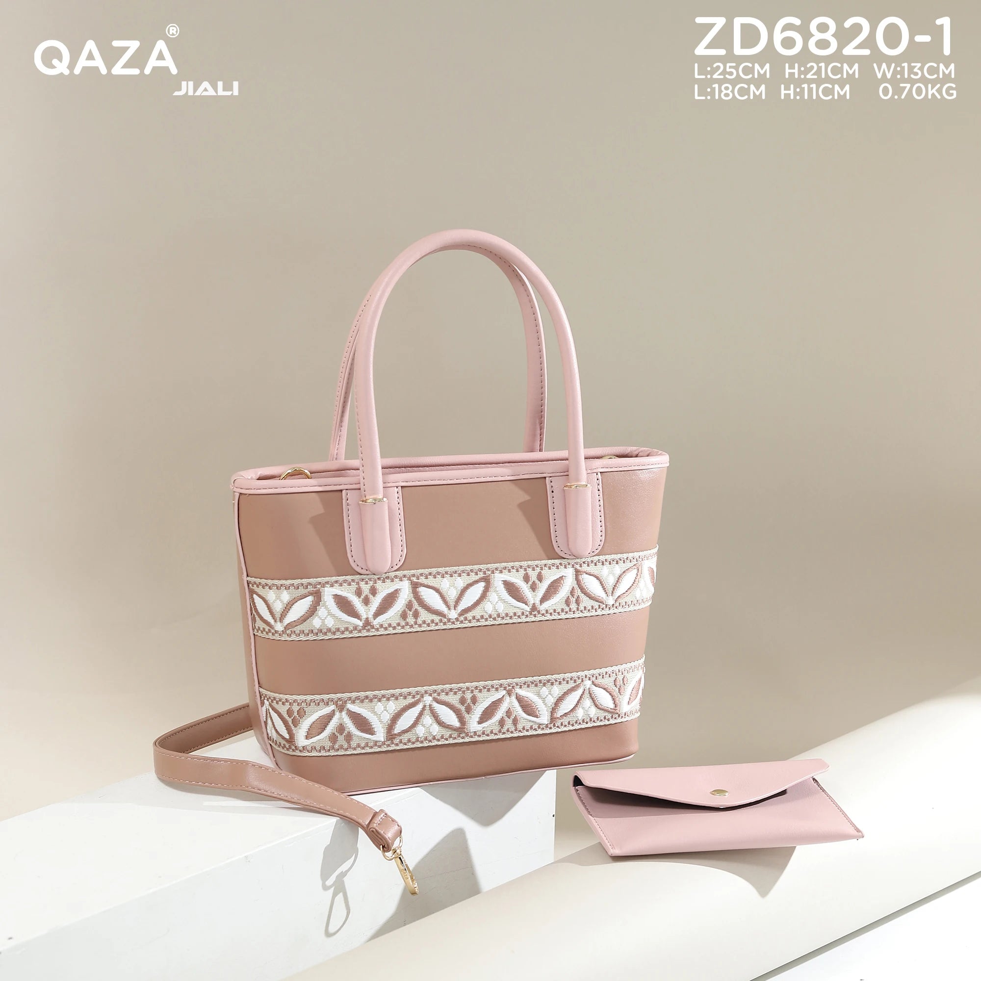 QAZA Women PU Leather Waterproof Large Capacity Zipper Tote Handbag