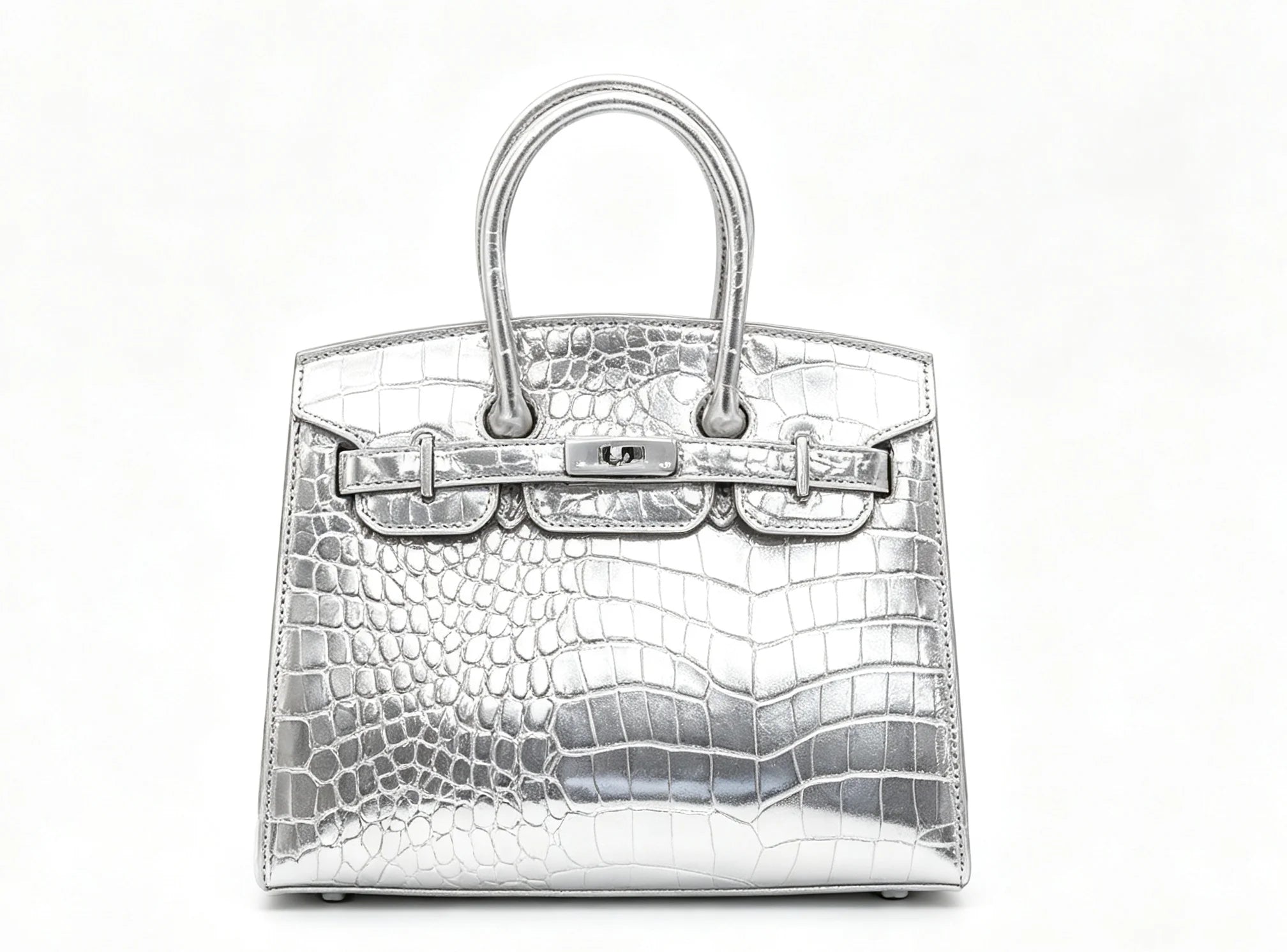 Women PU Leather Croc Embossed Top Handle Shoulder Bag WD3260