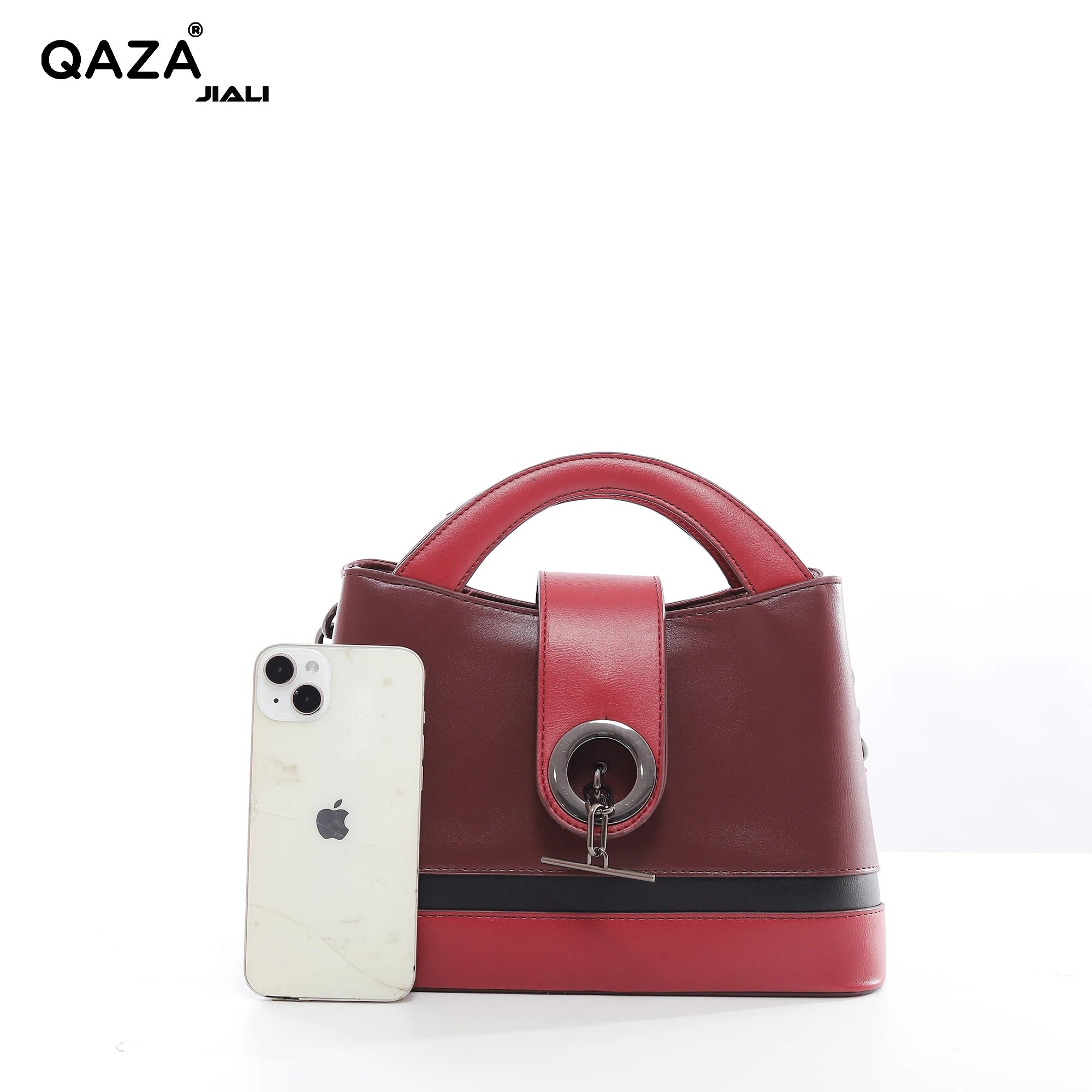 QAZA LD9138-1 Women PU Leather Striped Tote Handbag Set