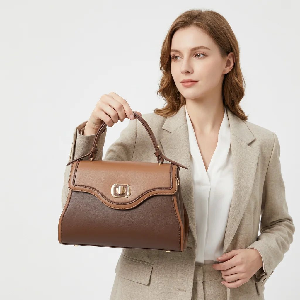 QAZA Women PU Leather Waterproof Large Capacity Flap Shoulder Bag