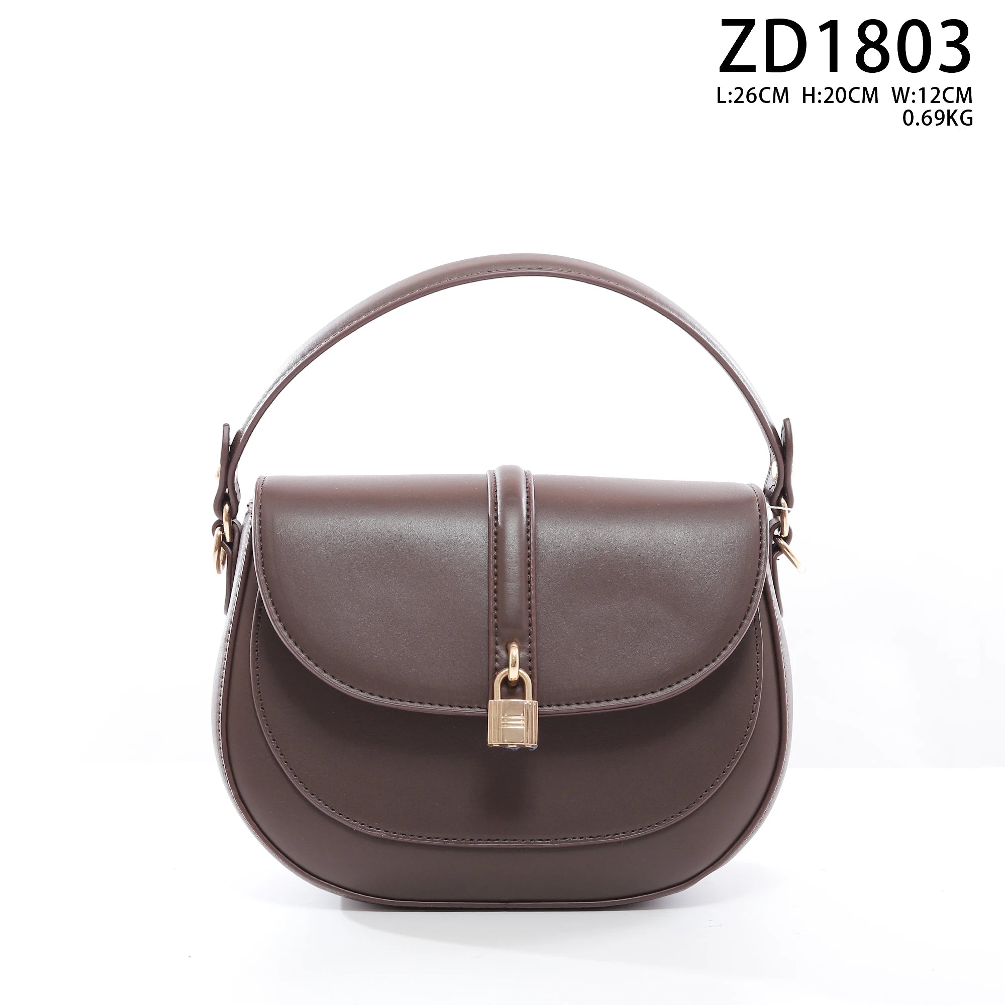 QAZA ZD1803 女士PU皮革锁扣单肩包