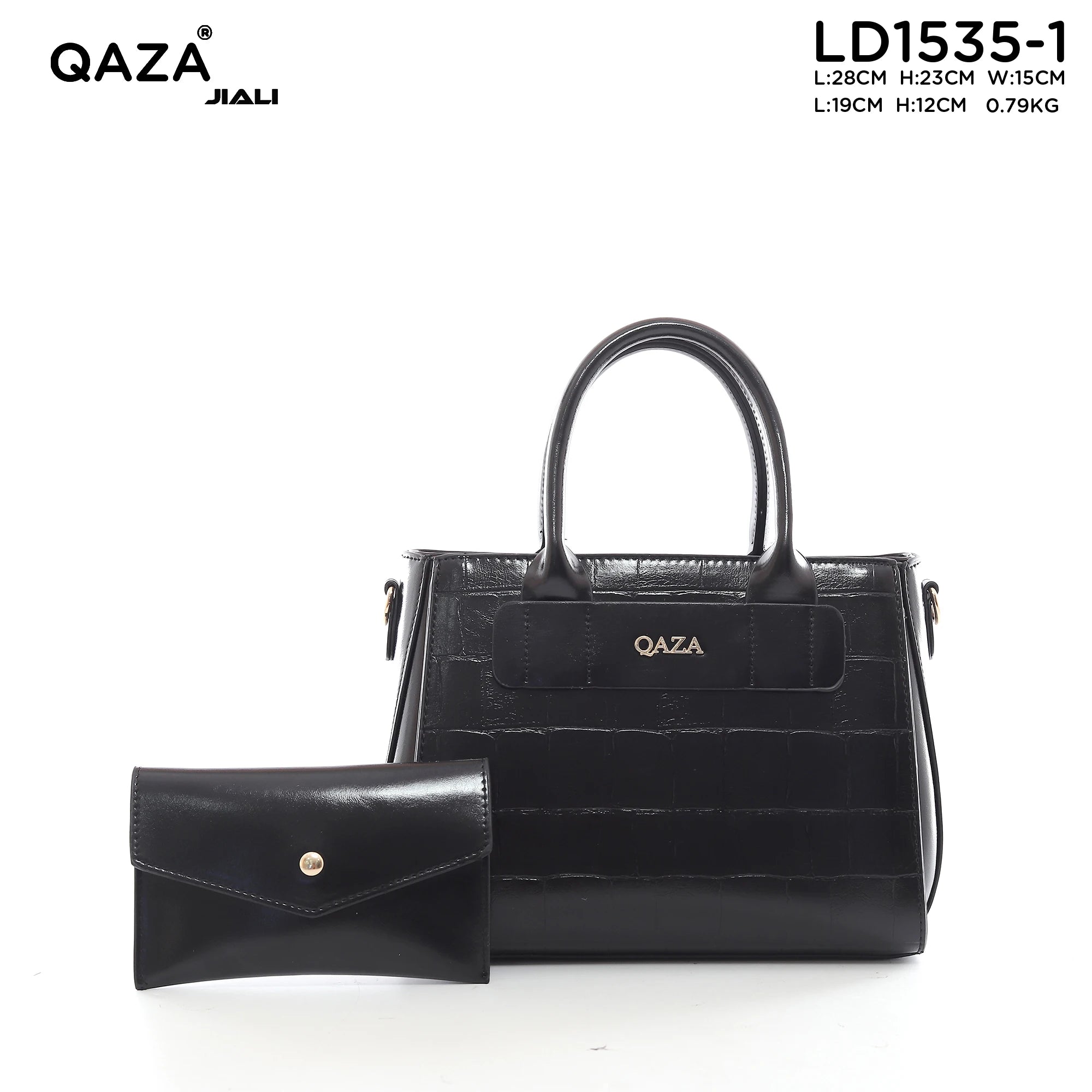 QAZA LD1535-1 Women PU Leather Crocodile Embossed Tote Bag Set