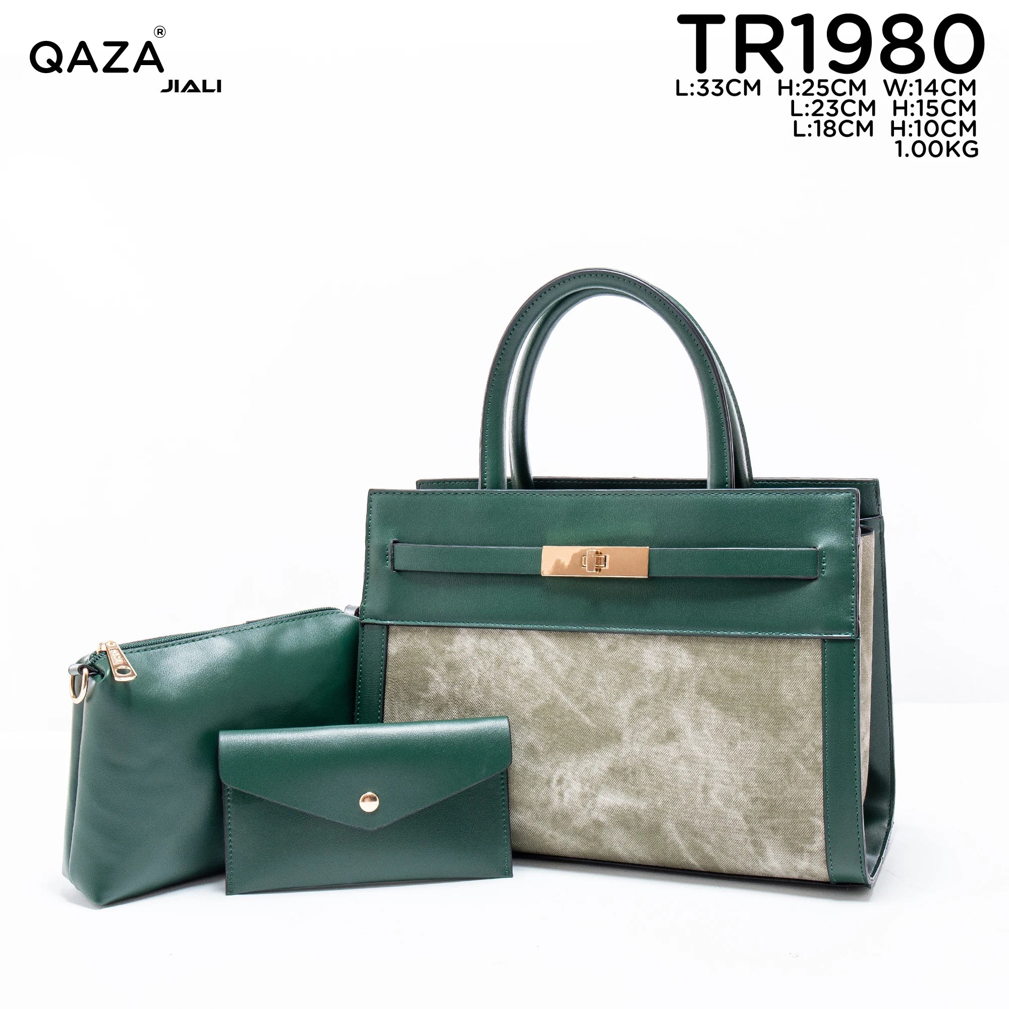 Women PU Leather Marble Pattern 3-in-1 Tote Bag Set