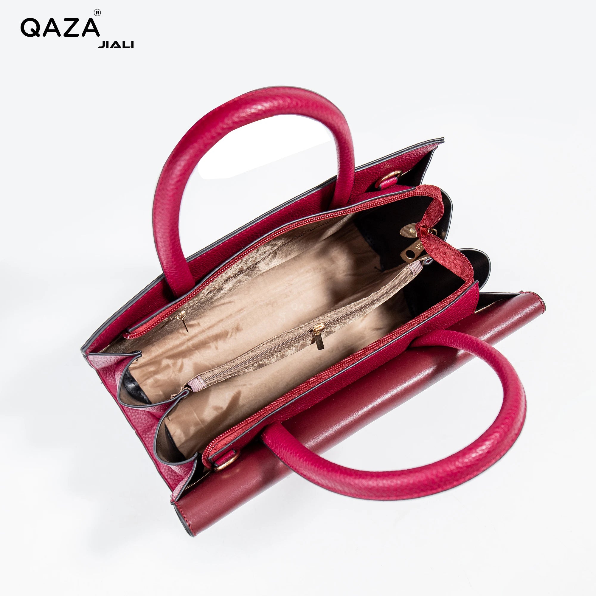 QAZA TR5162 Women PU Leather Lychee Pattern Tote Bag Set