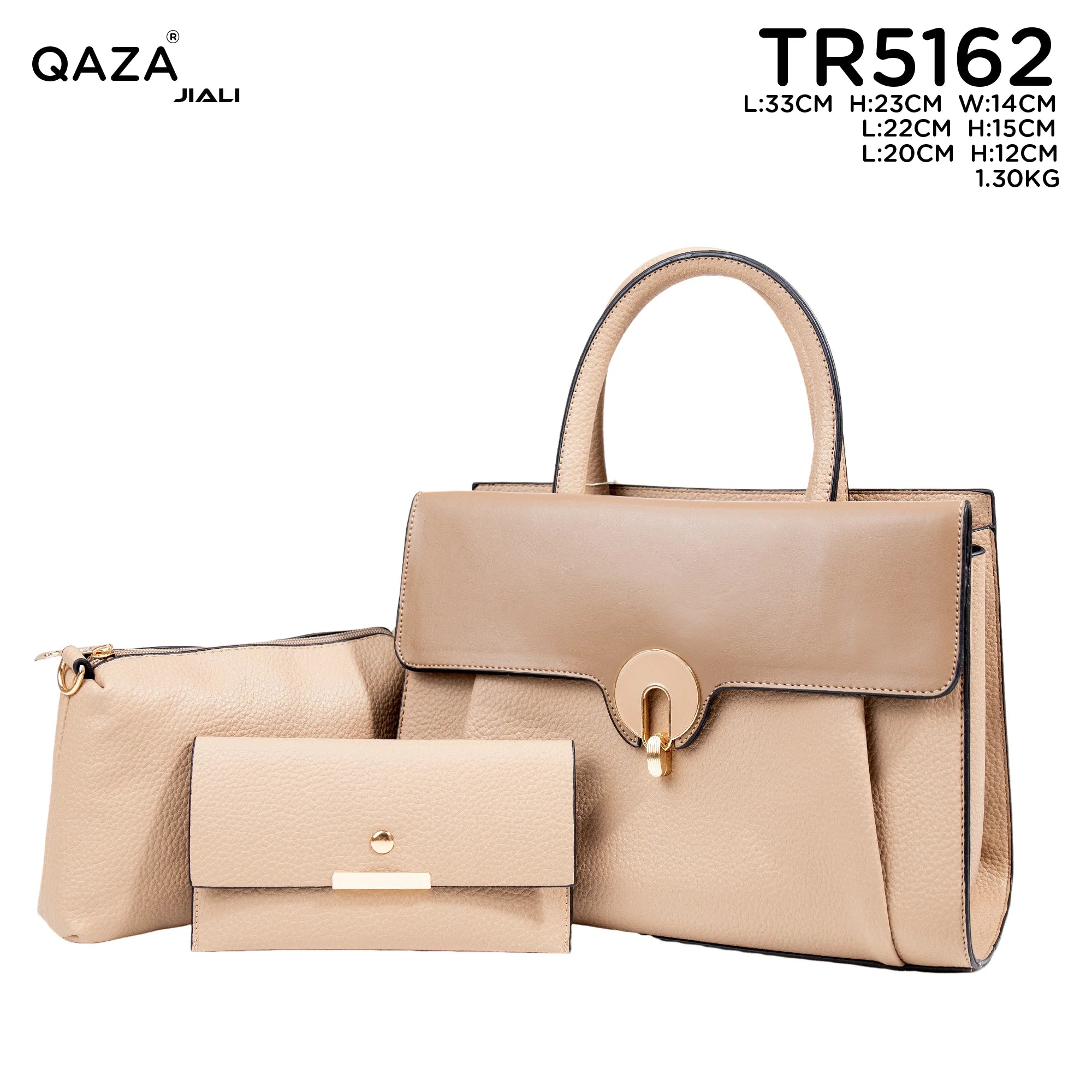 QAZA TR5162 Women PU Leather Crocodile Pattern Tote Bag Set