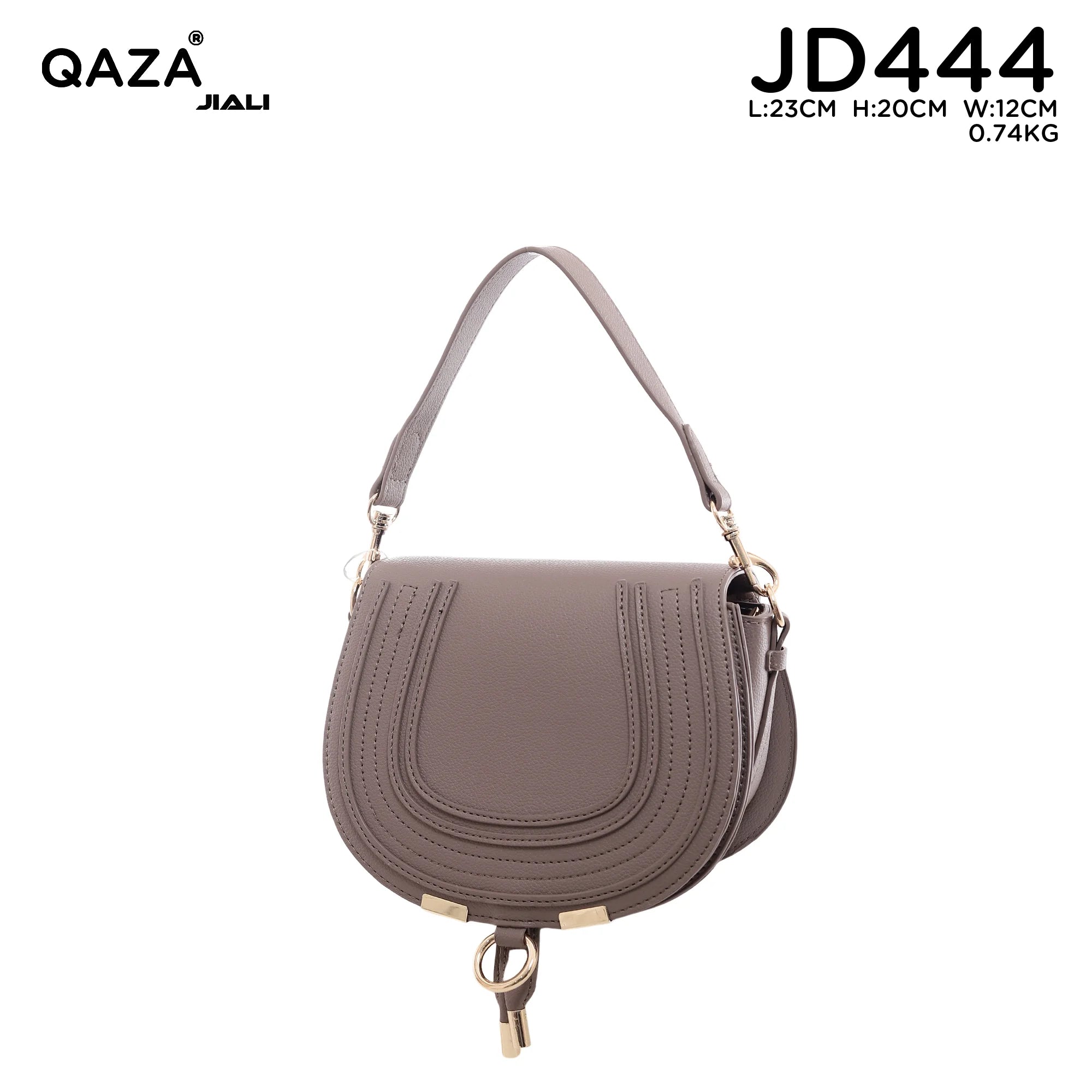 QAZA JD444 Women PU Leather Horseshoe Stitching Saddle Crossbody Bag