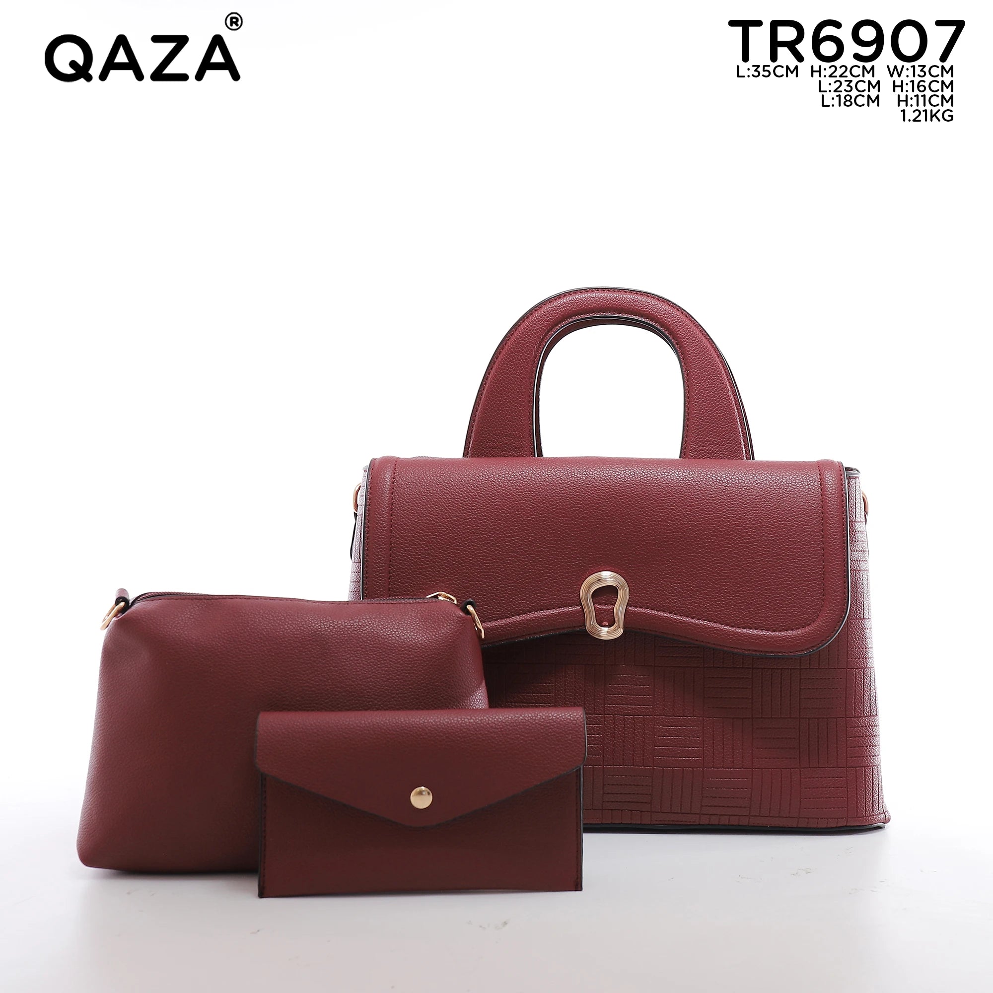QAZA TR6907 Women PU Leather Crocodile Pattern Tote Bag Set
