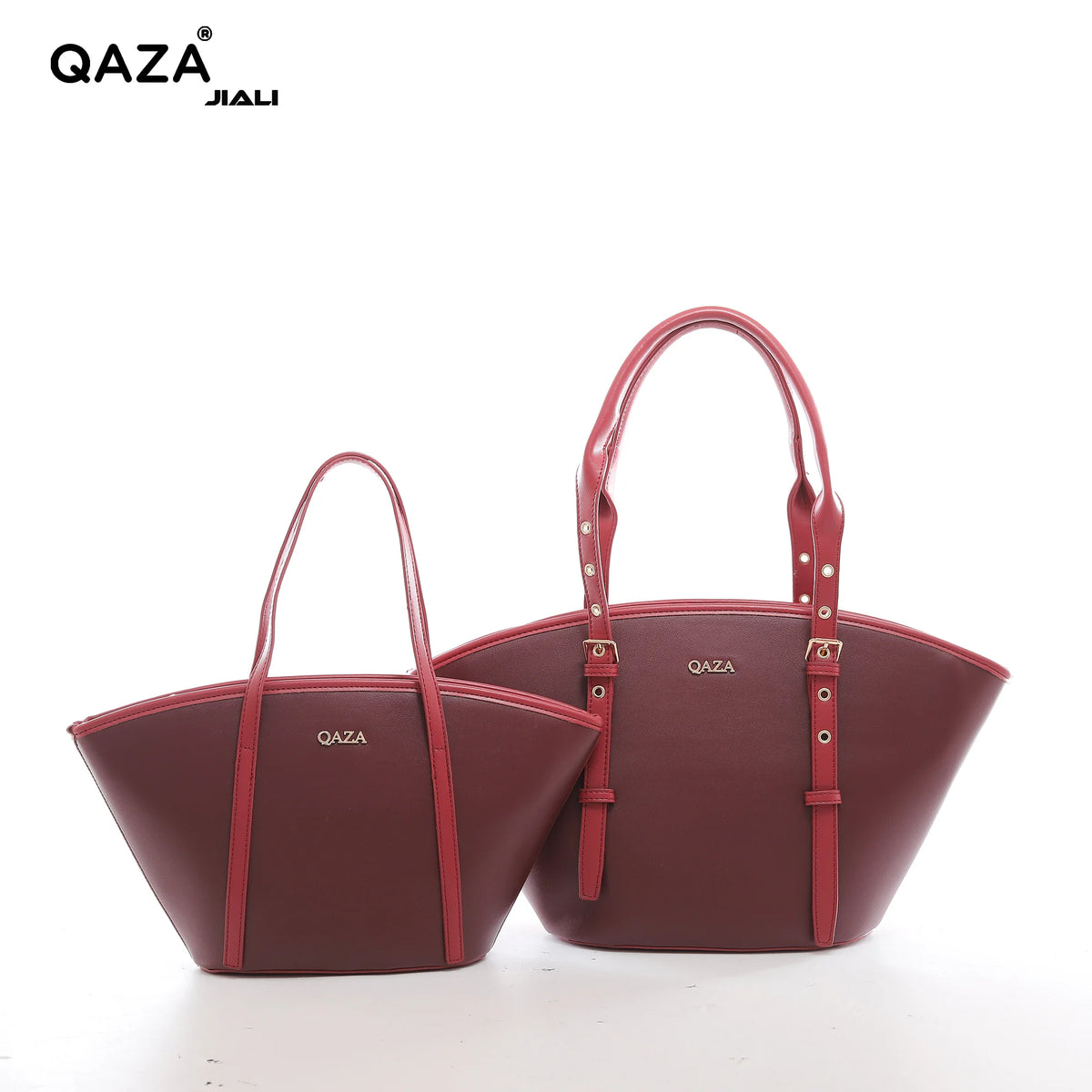 QAZA ED6655-1 Women PU Leather 2-in-1 Embroidery Tote Shoulder Handbag