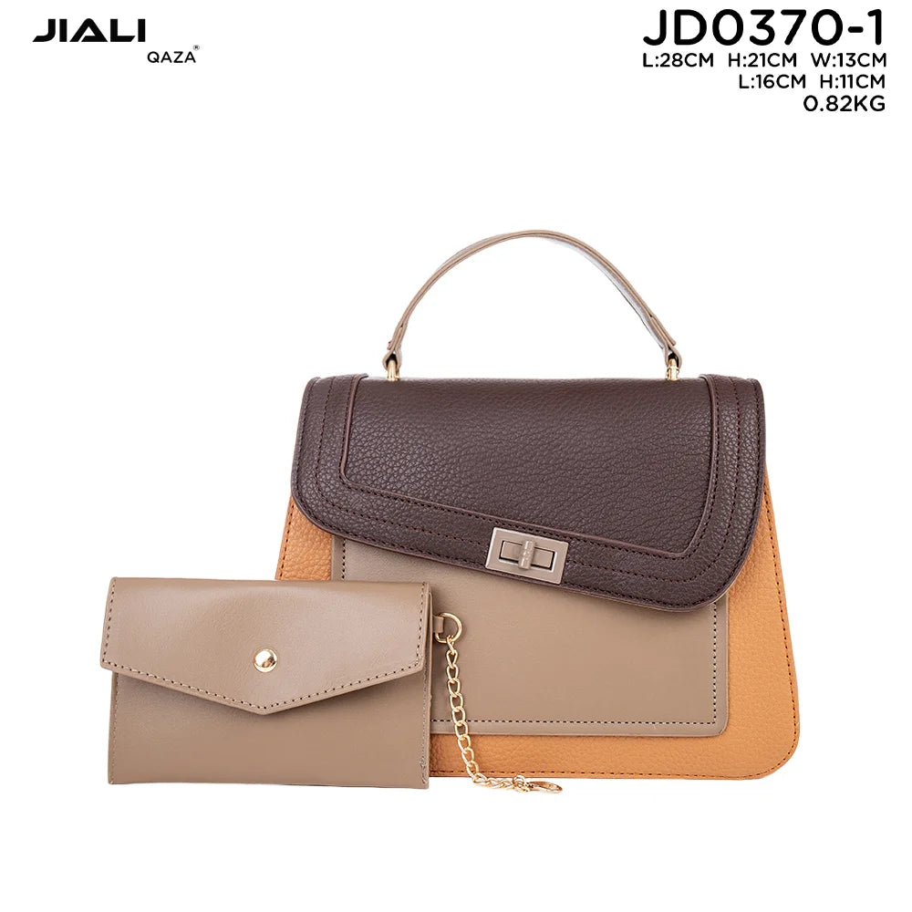 QAZA JD0370-1 Women PU Leather 2-in-1 Tote Bag with Coin Purse