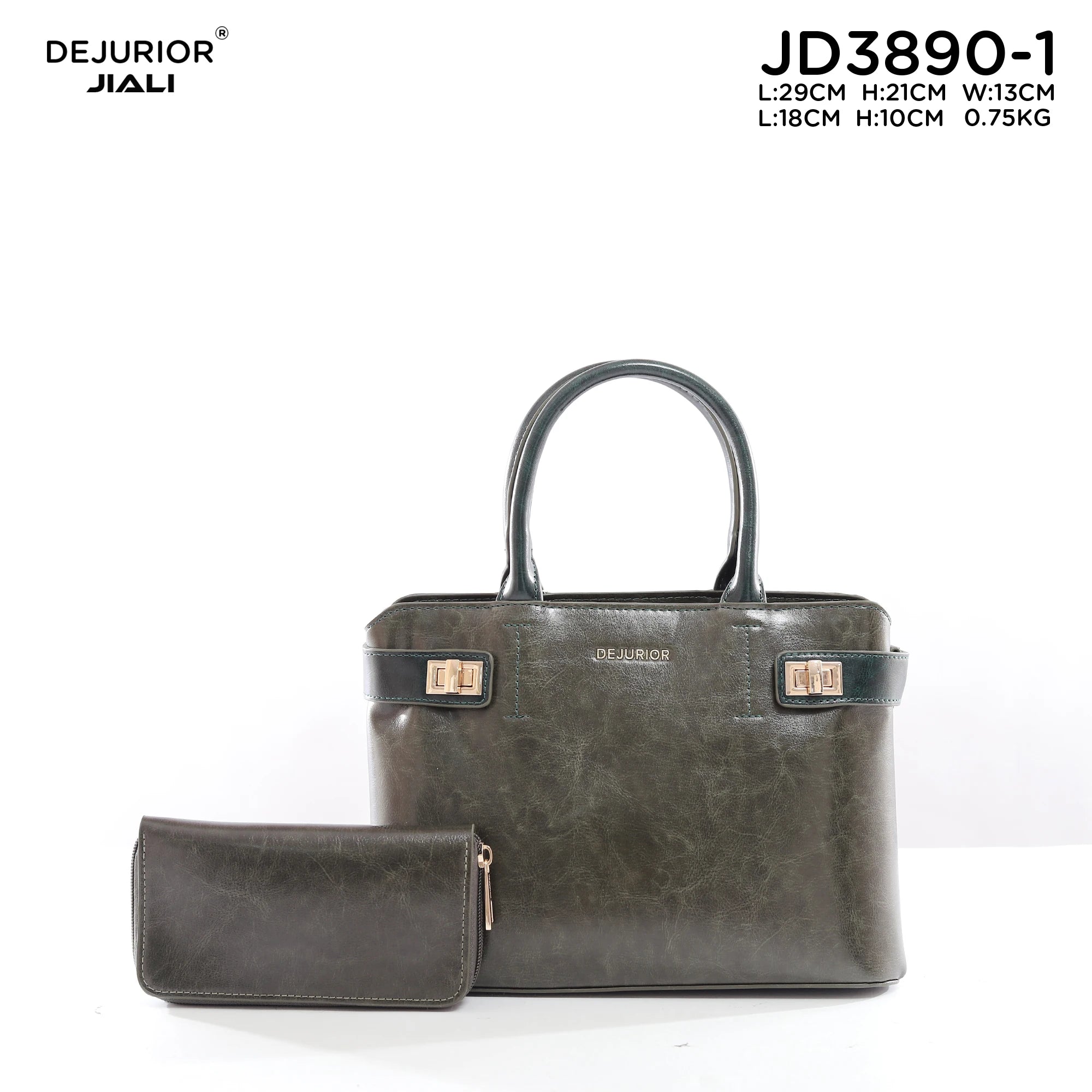 DEJURIOR JD3890-1 女士PU皮革锁扣单肩包 防水医生包 复古花纹