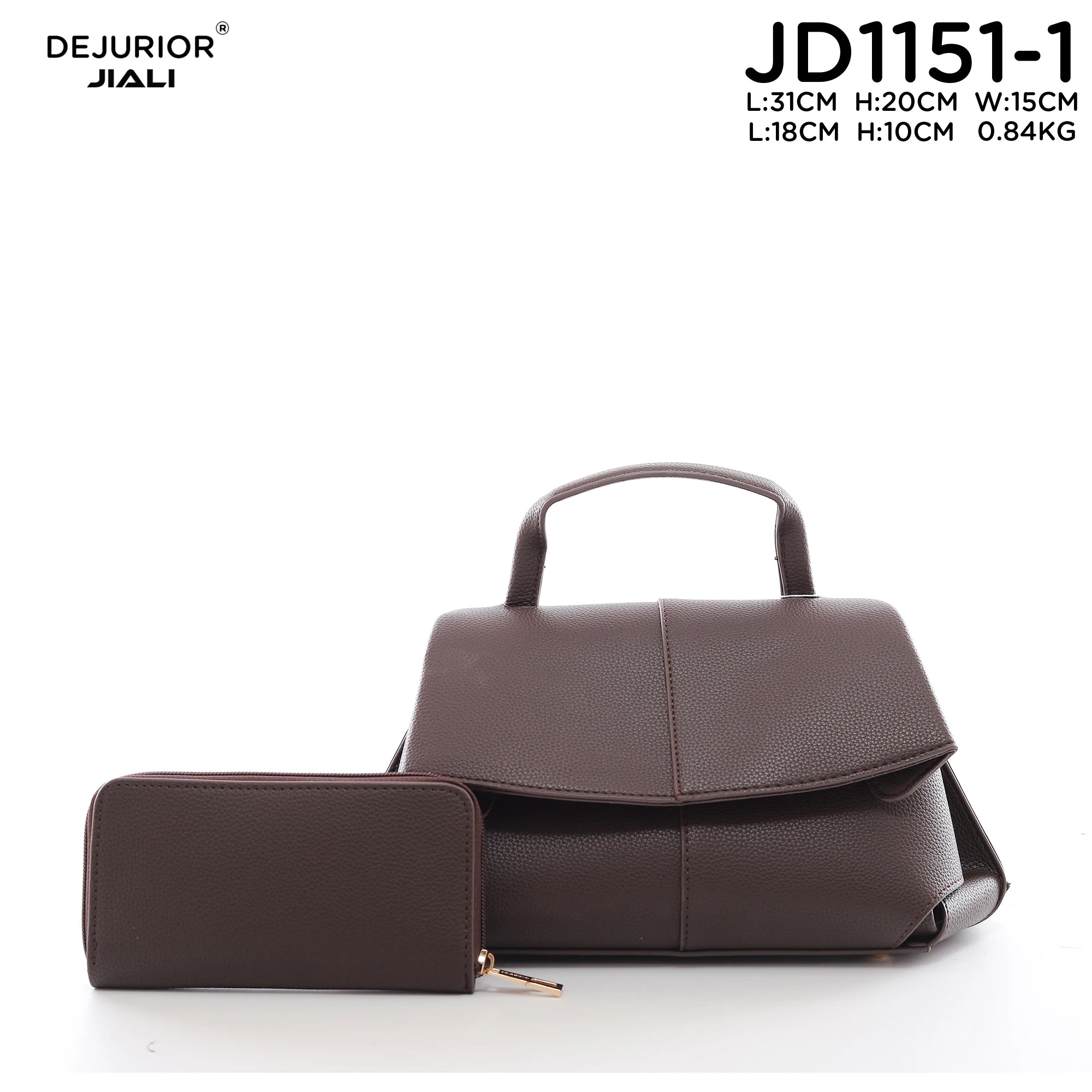 DEJURIOR JD1151-1 女士PU鹅卵石纹翻盖手提包 日常单肩斜挎包